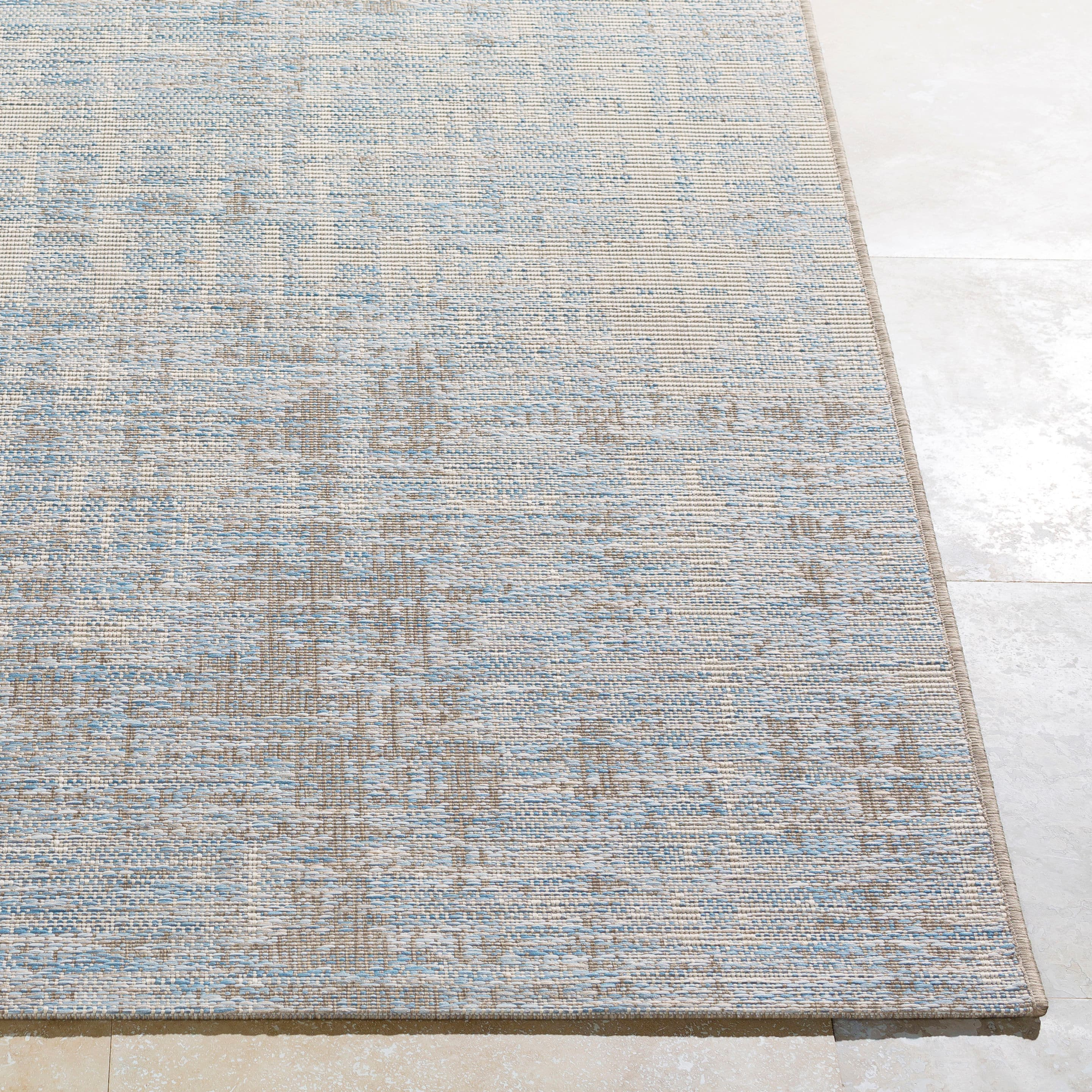 Blue Rectangular Tufted Synthetic Reversible Rug 3'11" x 5'7"