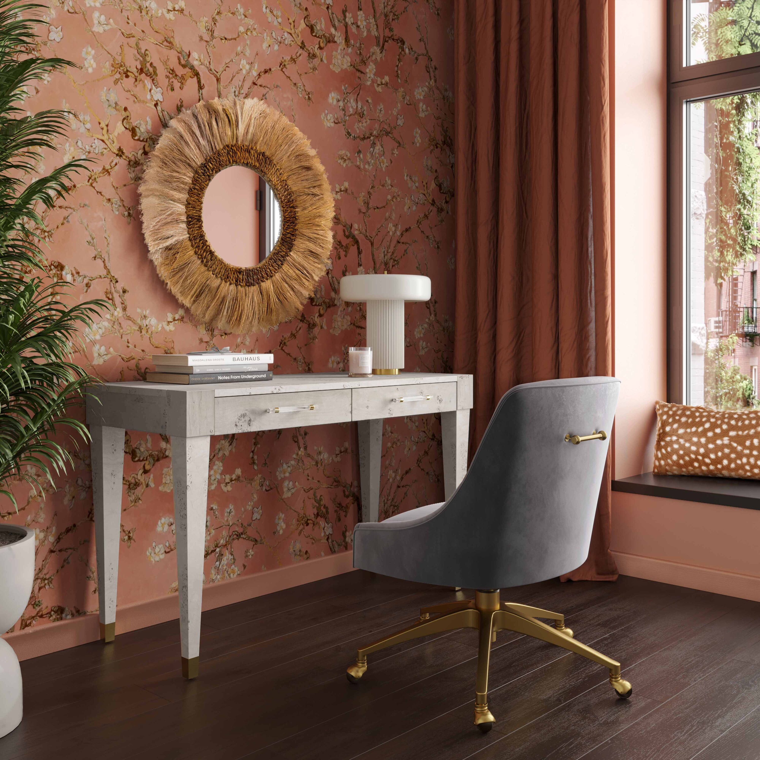 TOV Furniture Brandyss White Burl Work Desk