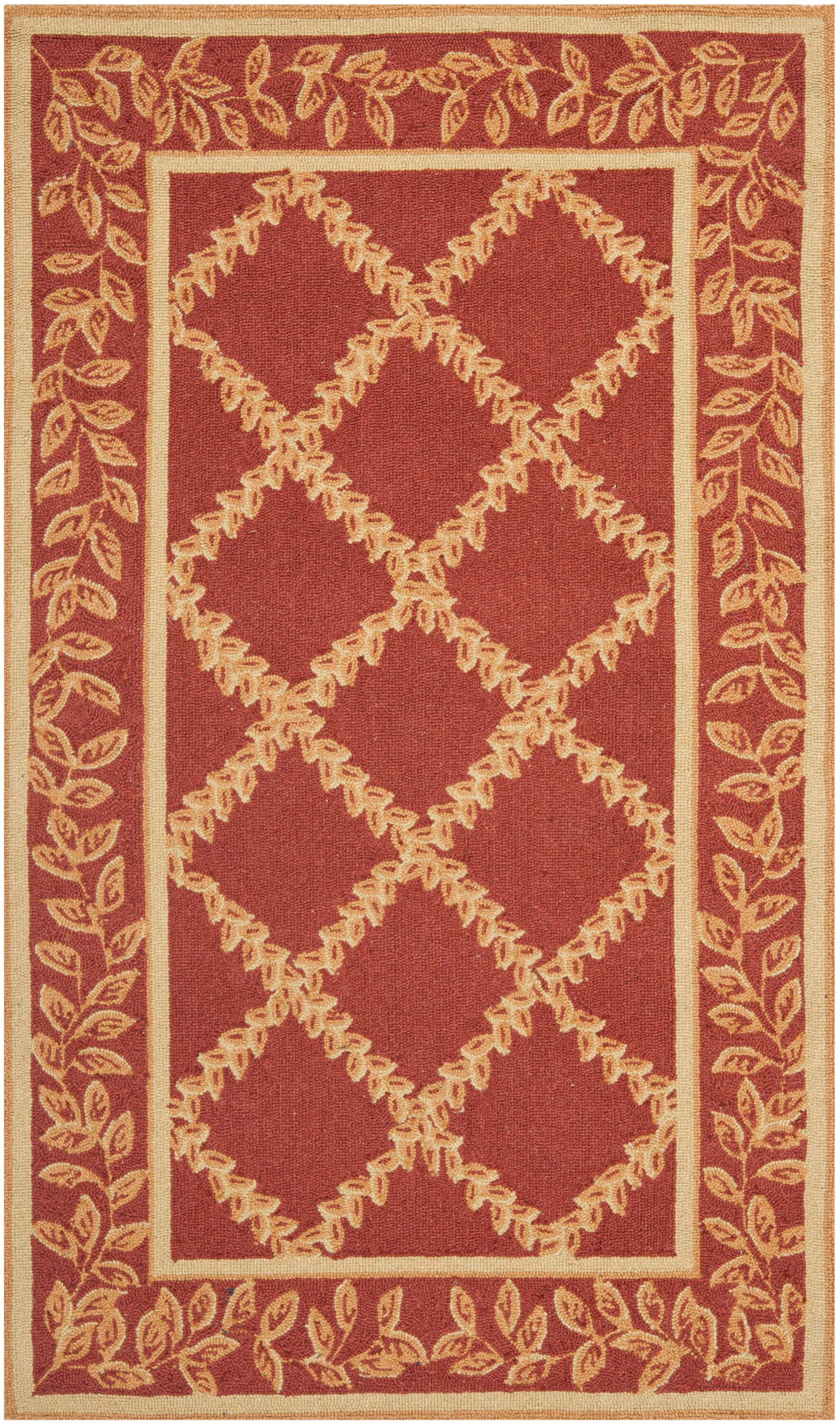 SAFAVIEH Chelsea Alecia Geometric Borders Wool Area Rug, Rust/Gold, 2'6" x 4'