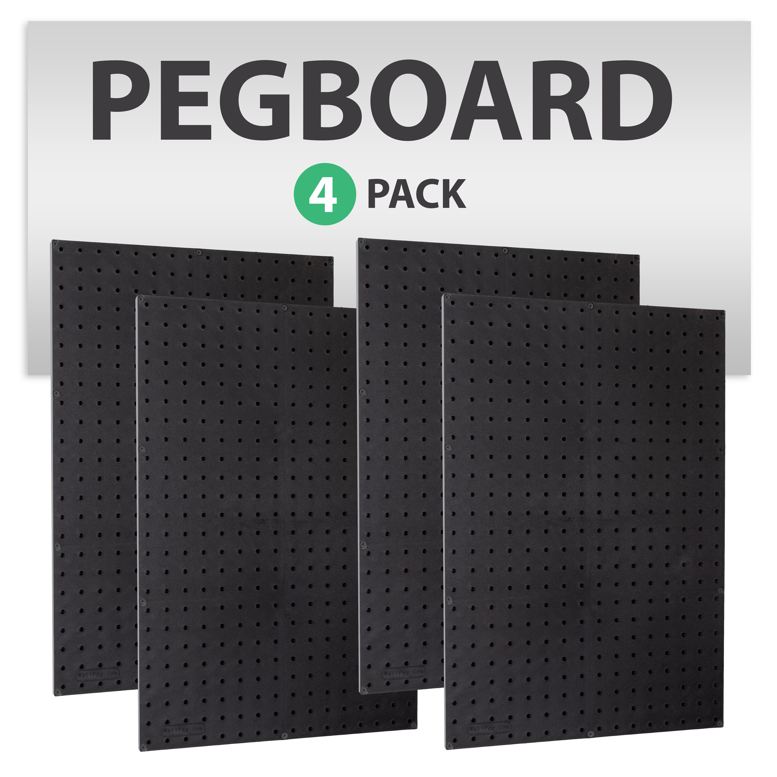 WallPeg Plastic Pegboard Panels, 96" Wide Garage Tool Pegboard, Black