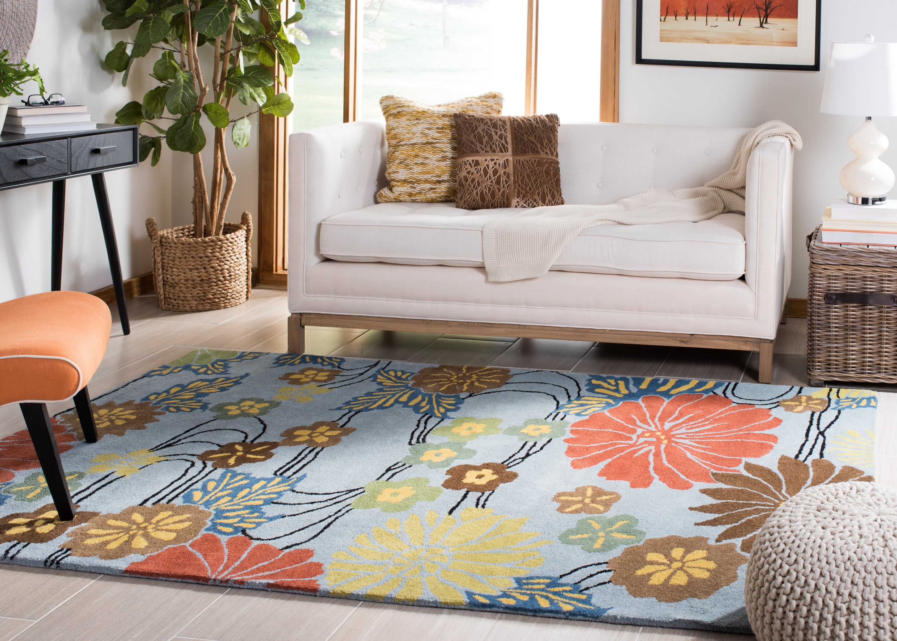 SAFAVIEH Soho Hazel Floral Wool Area Rug, Blue/Multi, 2' x 3'