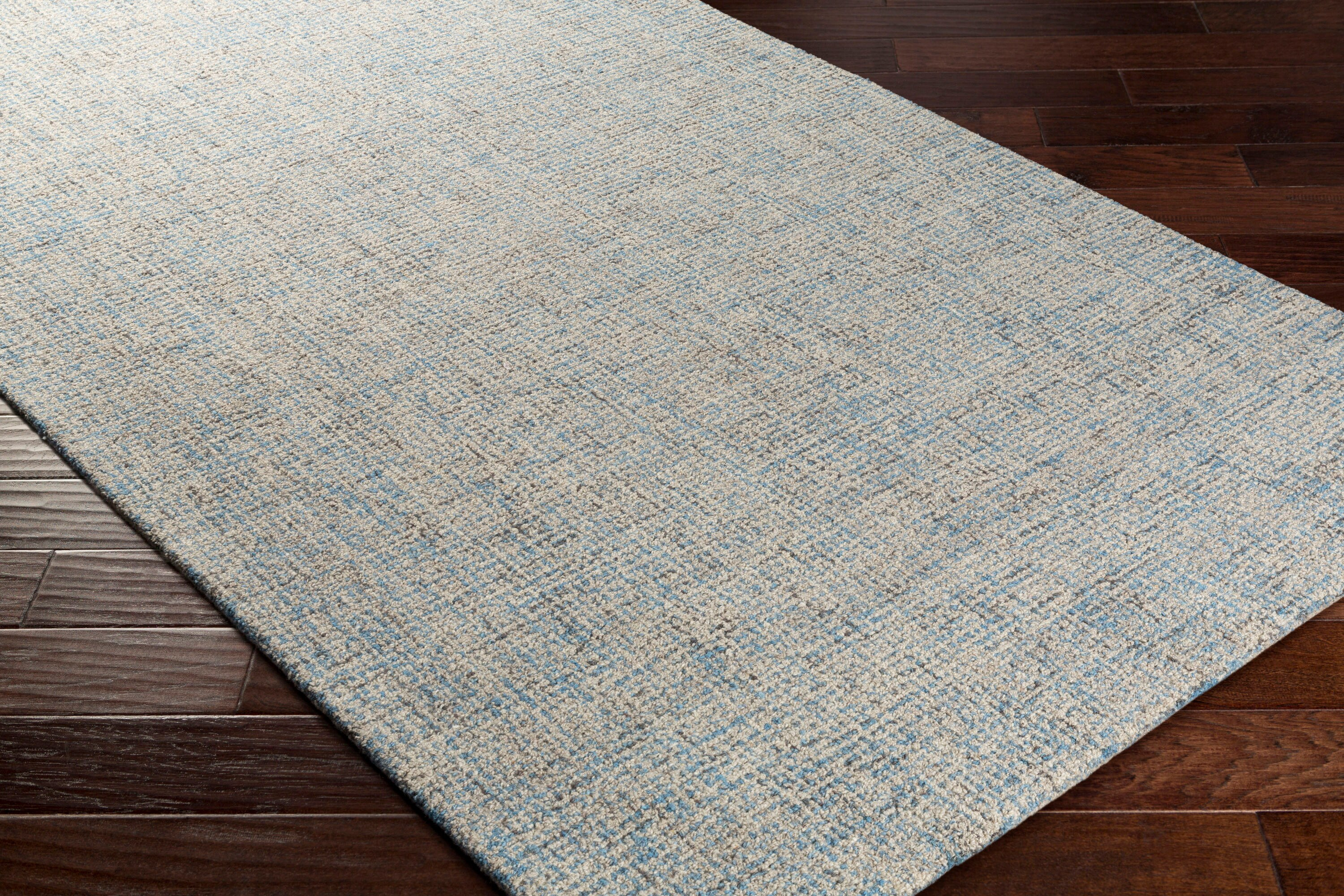 Hand-Tufted Reversible Light Blue Wool 5' x 7' Area Rug