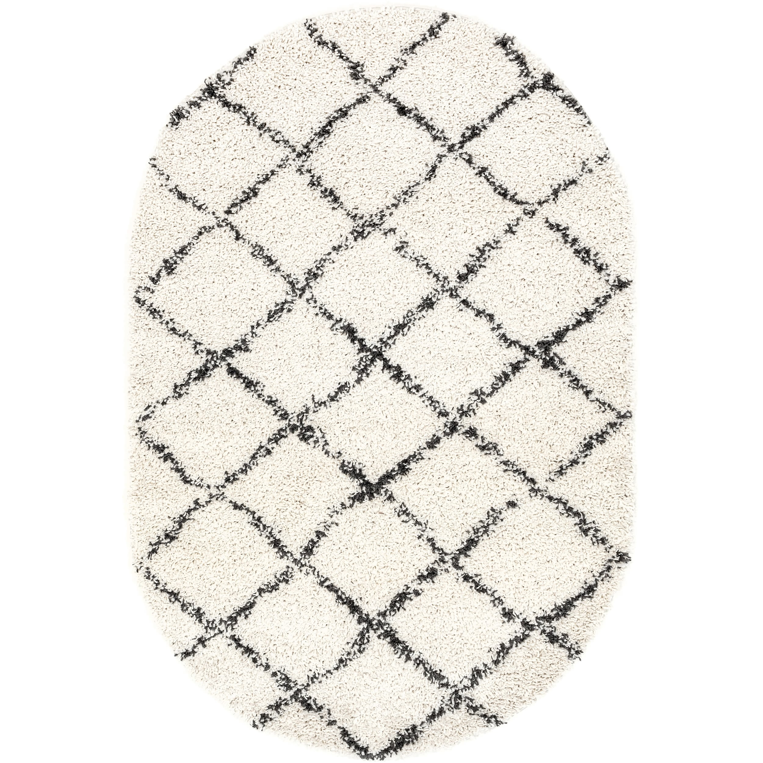 nuLOOM Jessie Moroccan Lattice Tassel Shag Area Rug, 4' x 6', Off White