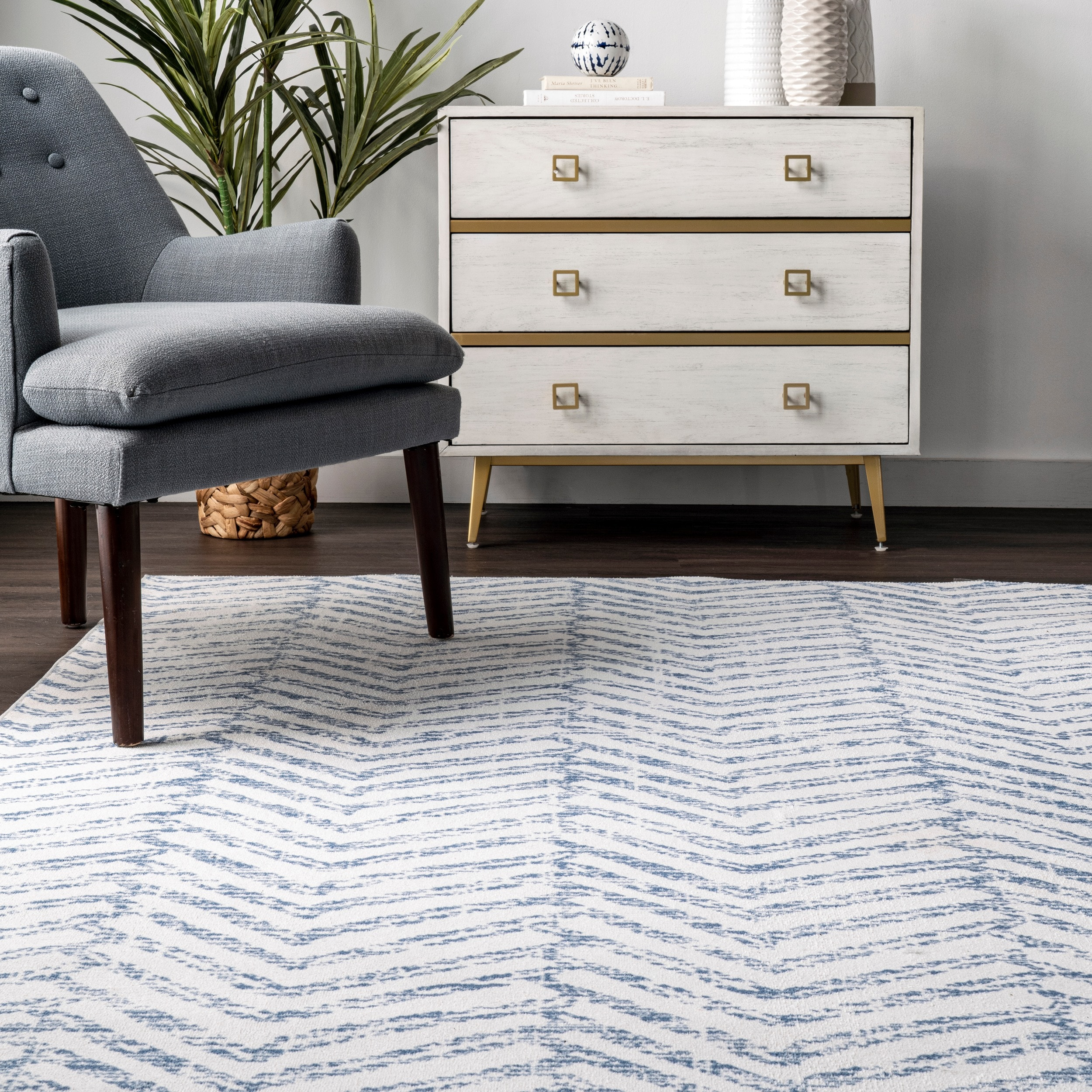 nuLOOM Rosanne Machine Washable Geometric Area Rug, 2' 6" x 8', Blue