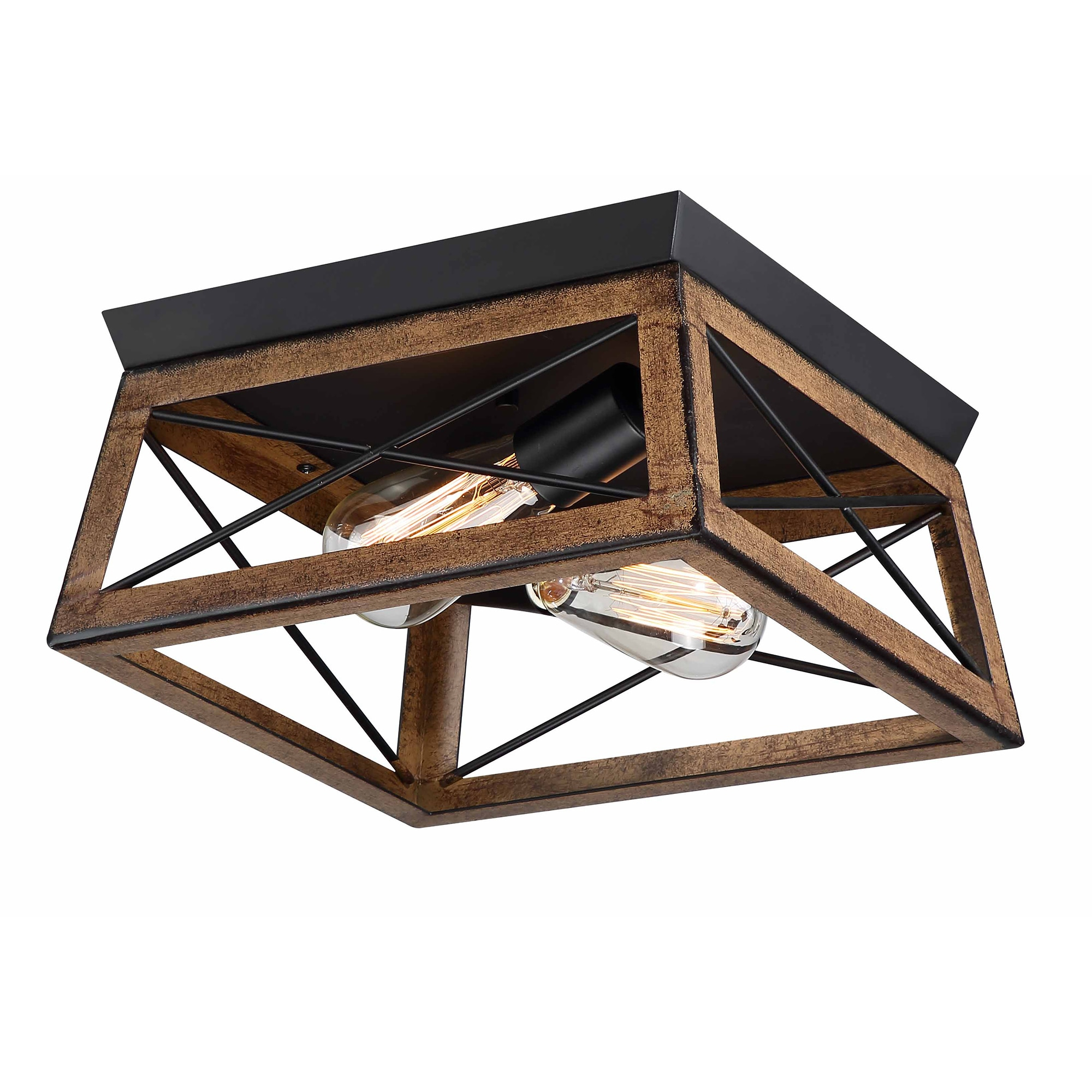 2-Light Farmhouse Close to Ceiling Light Fixture, Flush Mount Ceiling Light for Kitchen, Dining Room, Living Room, Hallway