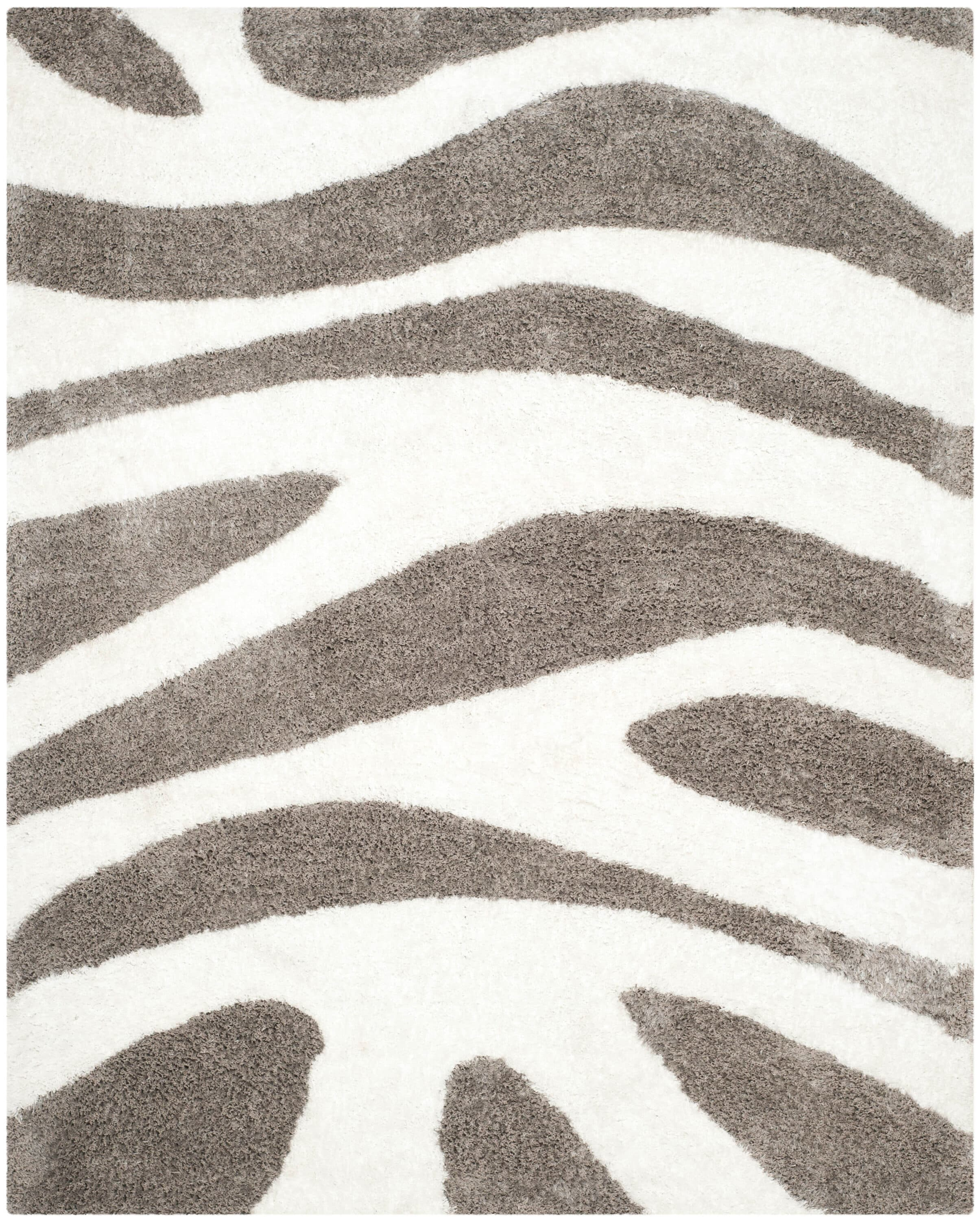 SAFAVIEH Barcelona Shag Collection Area Rug - 9' x 12', Ivory & Silver, Handmade Abstract, 1.75-inch Thick Ideal for High Traffic Areas in Living Room, Bedroom (BSG321A)