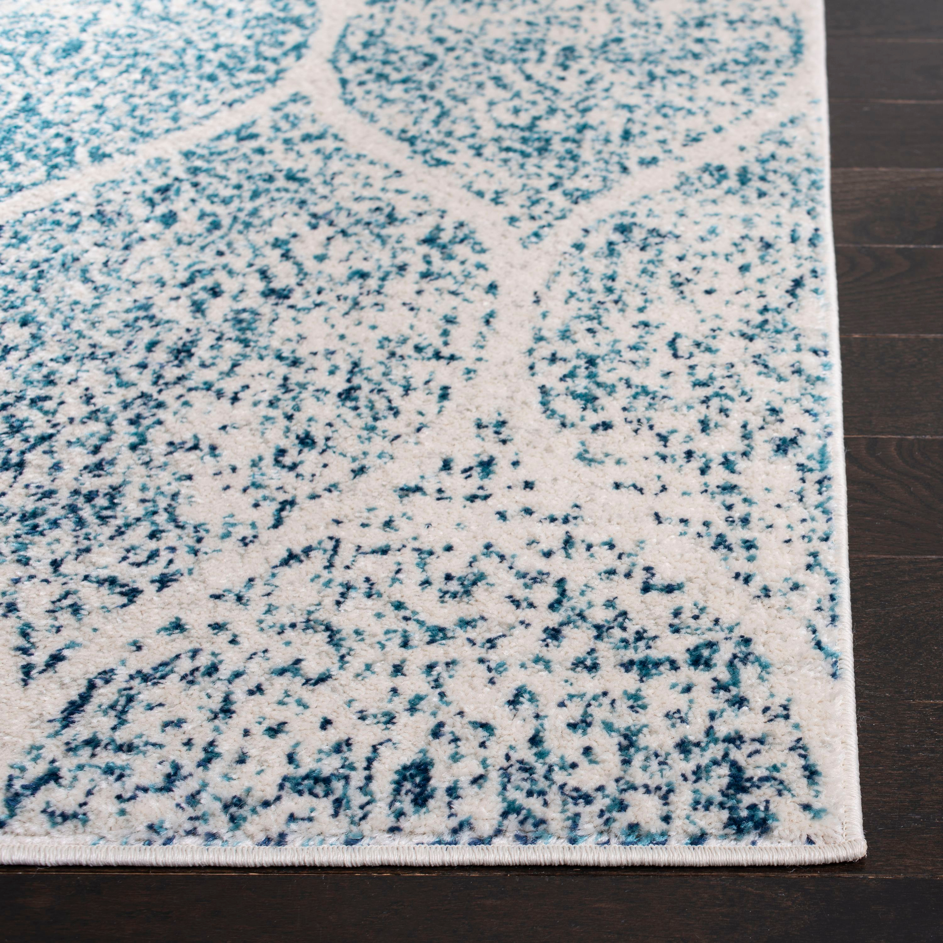 SAFAVIEH Madison Leighton Geometric Area Rug, Cream/Turquoise, 9' x 12'