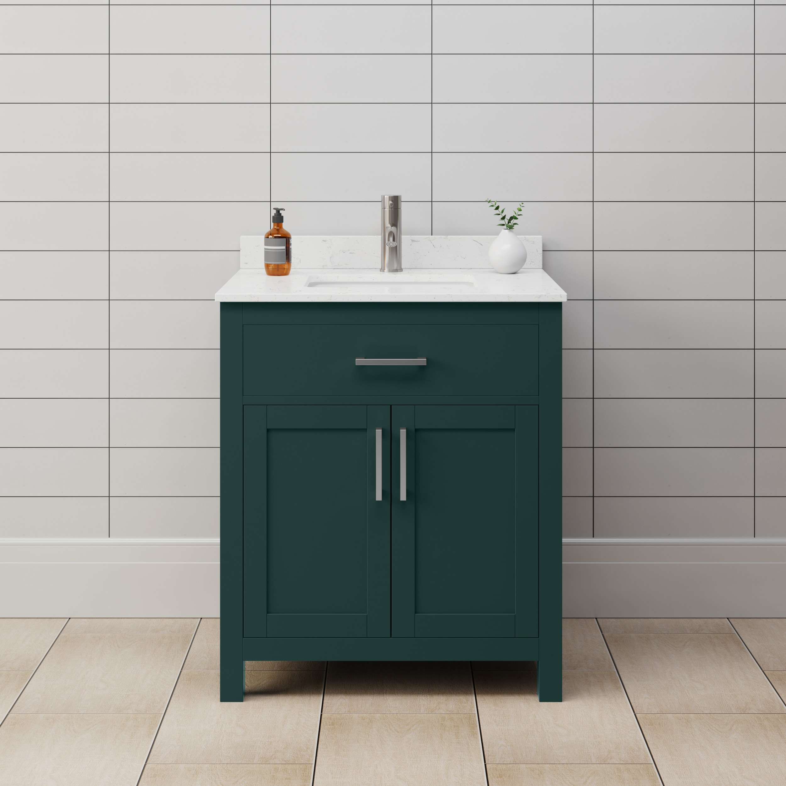 Wyndham Collection Beckett 30" Freestanding Single Bathroom Vanity with Cultured Marble Top