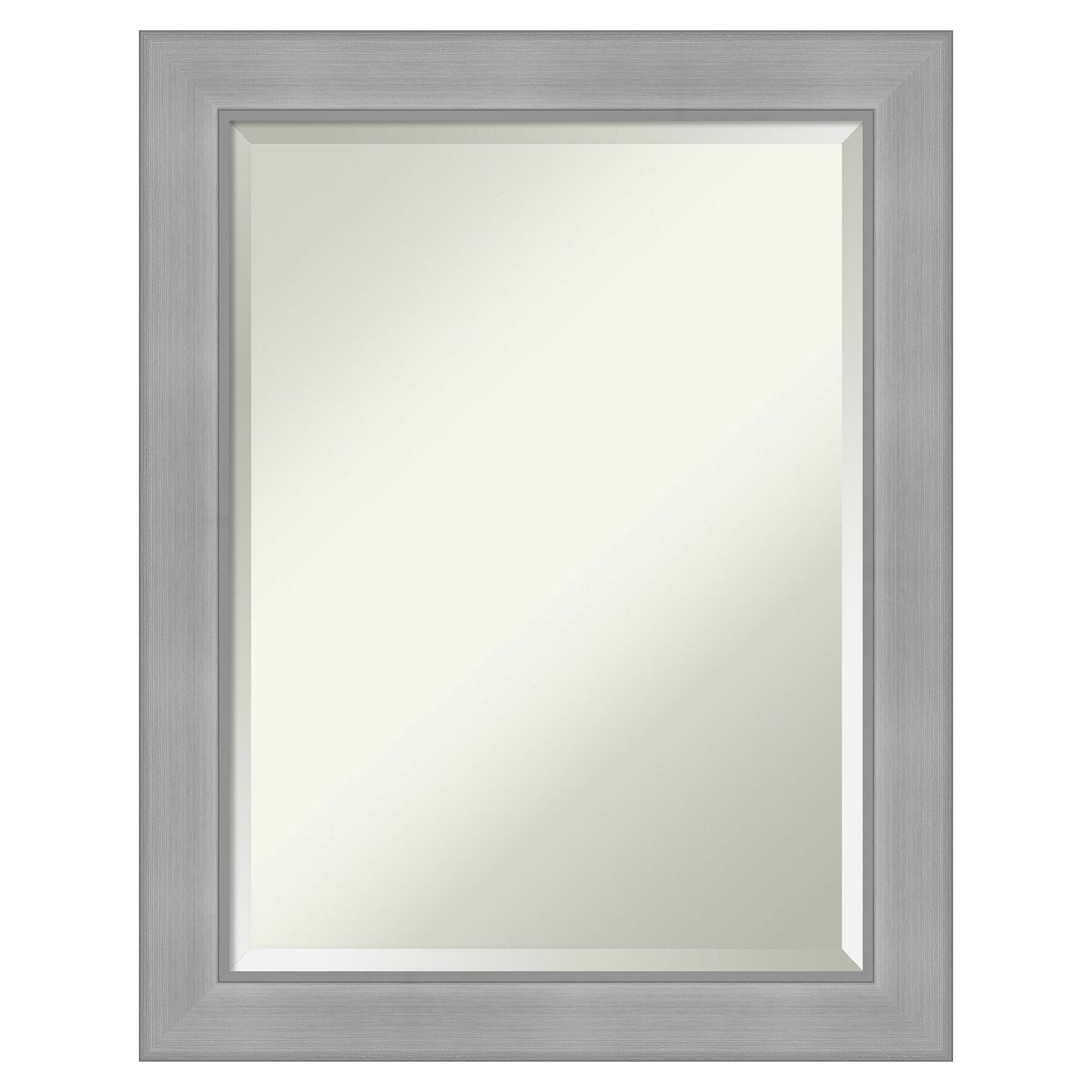 Amanti Art Beveled Bathroom Wall Mirror - Vista Brushed Nickel Frame Vista Brushed Nickel Outer Size: 22 x 28 in