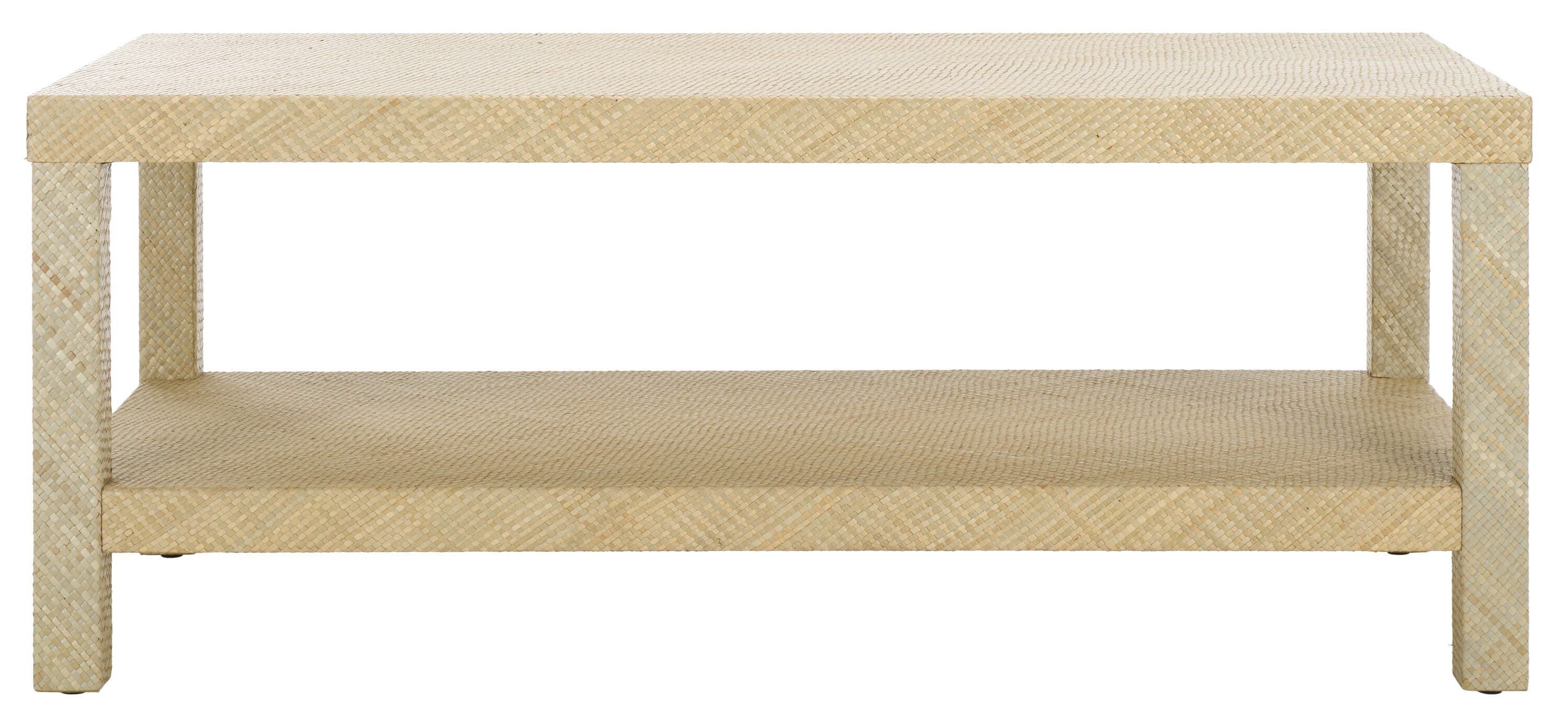 Safavieh Apis Raffia Wood 2 Shelf Coffee Table in Natural