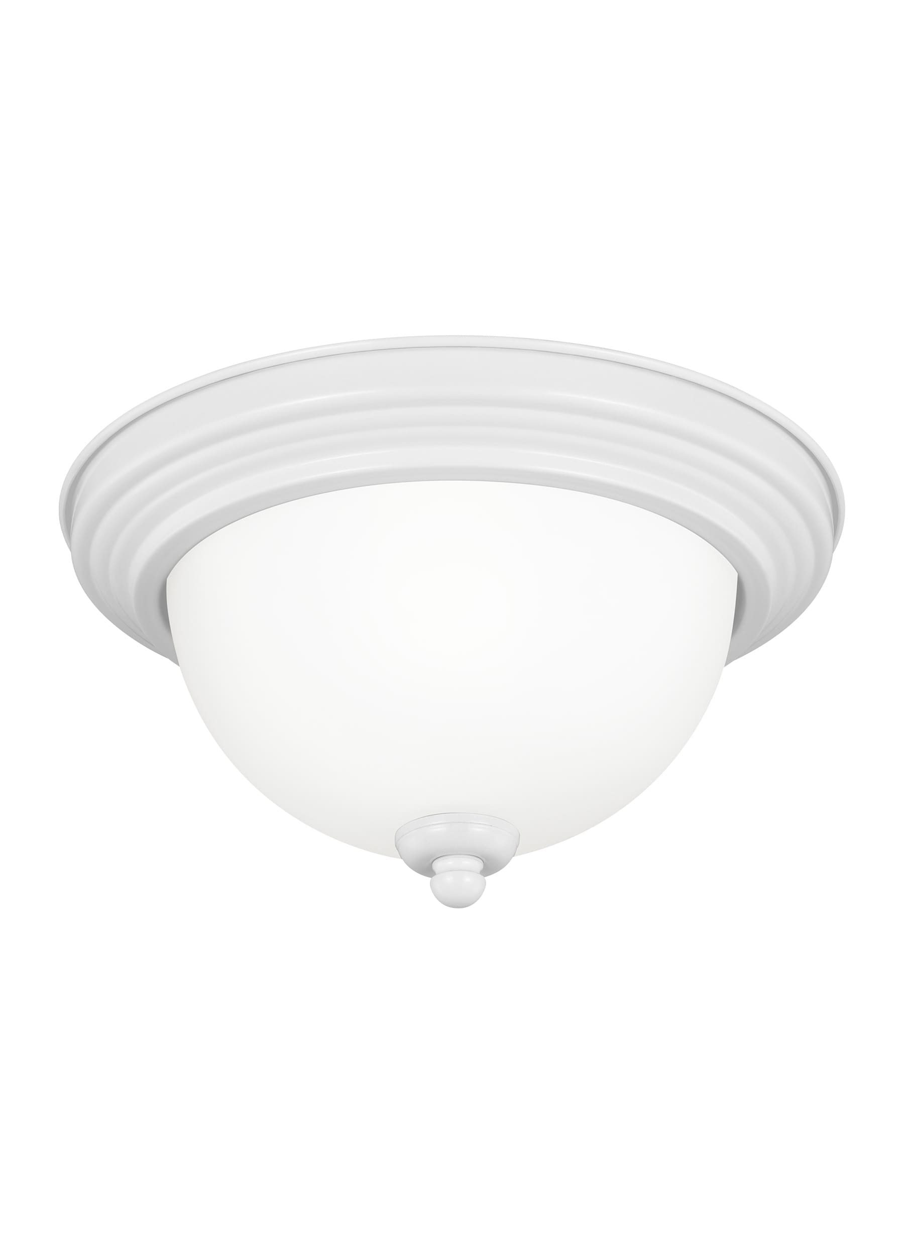 Geary 10.5 in. 1-Light White Ceiling Flush Mount with Satin Etched Glass
