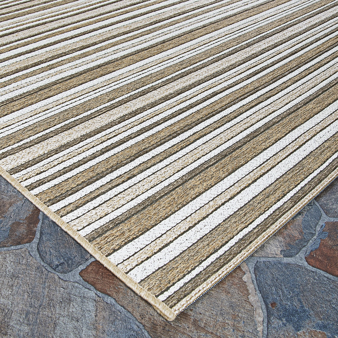 Couristan Cape 3 x 5 (ft) Loomed Polypropylene Light Brown-Ivory Rectangular Indoor/Outdoor Stripe Area rug
