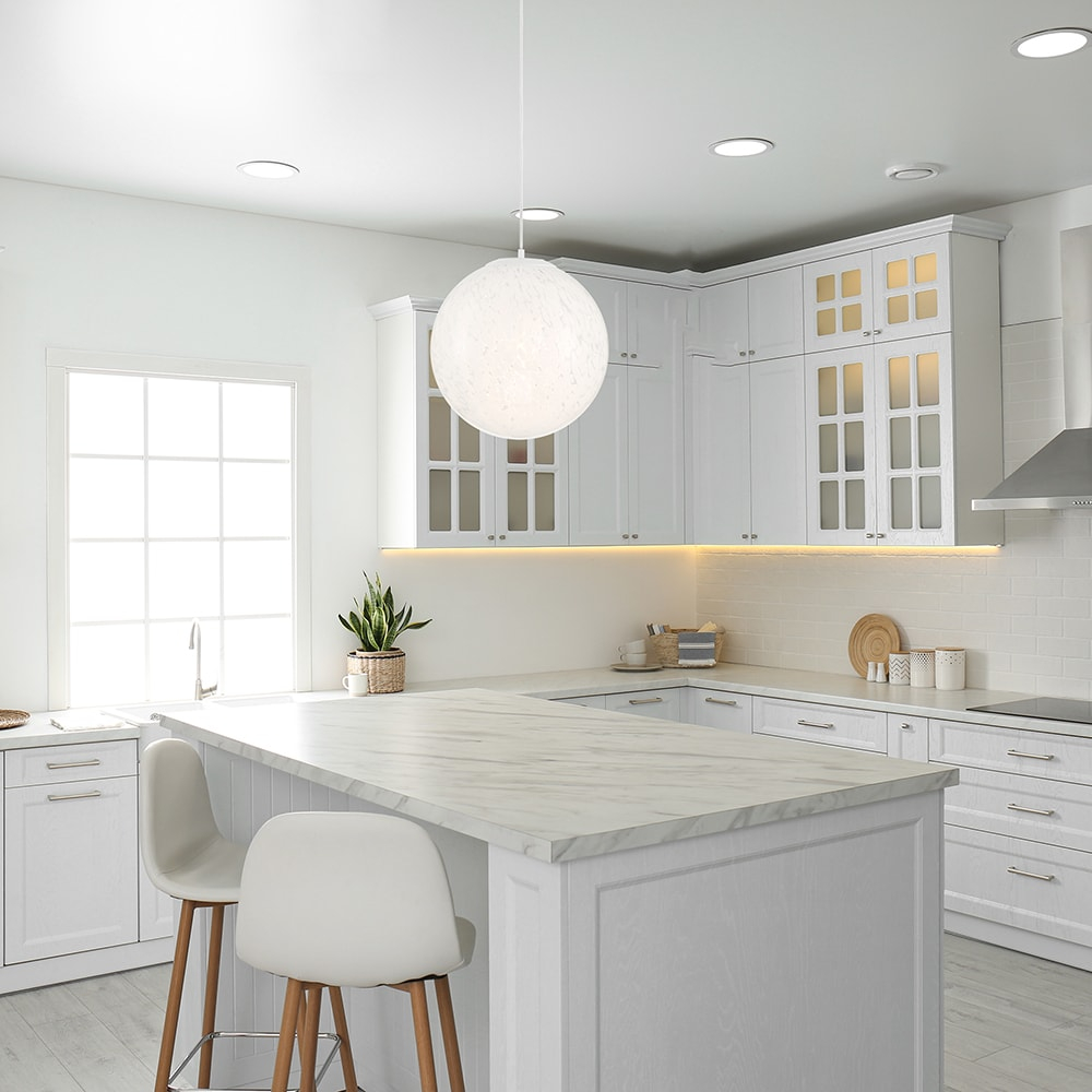 Matte White Globe Pendant Light with Frosted Glass Shade