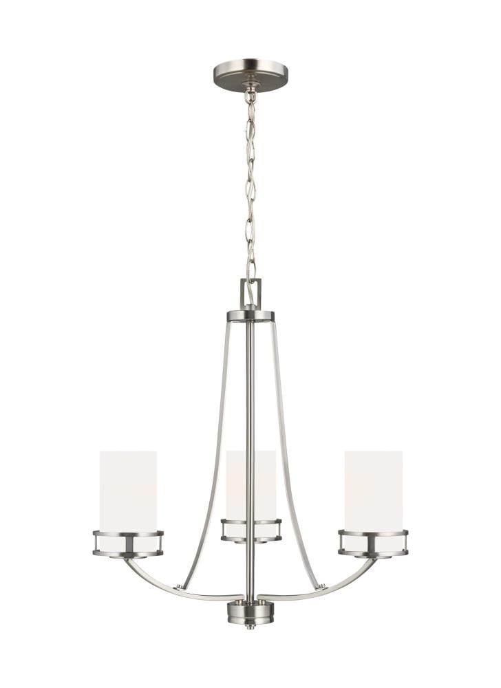 Robie Brushed Nickel 3-Light LED Chandelier with Etched Glass Shades