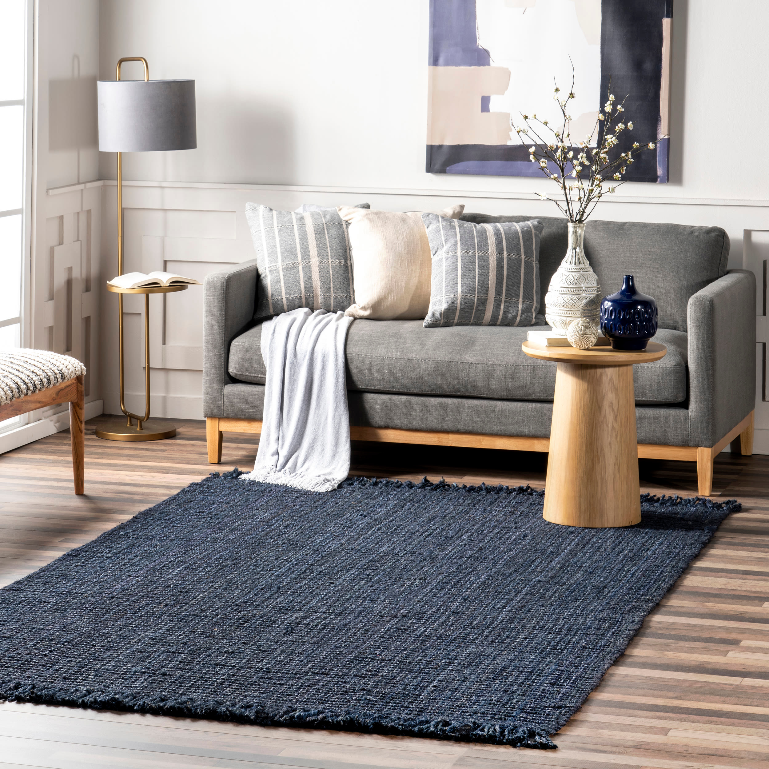 nuLOOM Daniela Chunky Jute Navy 5' x 7' 6" Farmhouse Area Rug