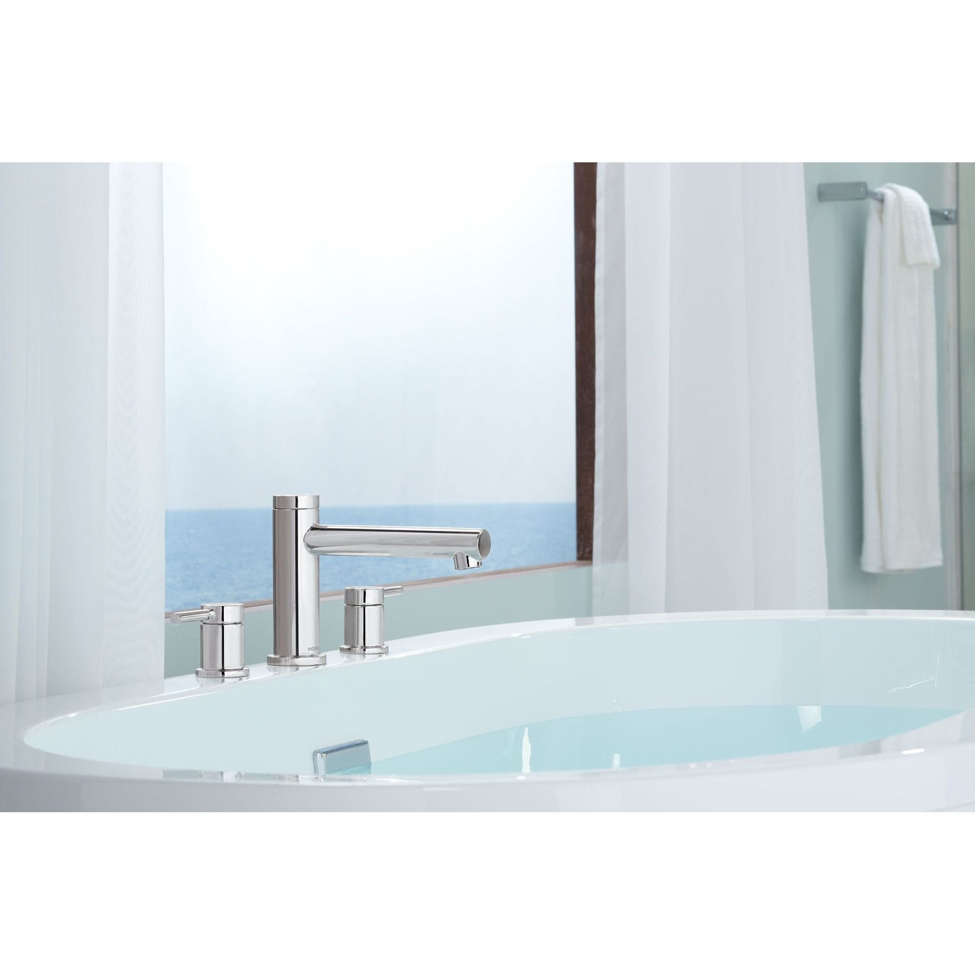 Align Double Handle Deck Mounted Roman Tub Faucet Trim with Diverter and Handshower