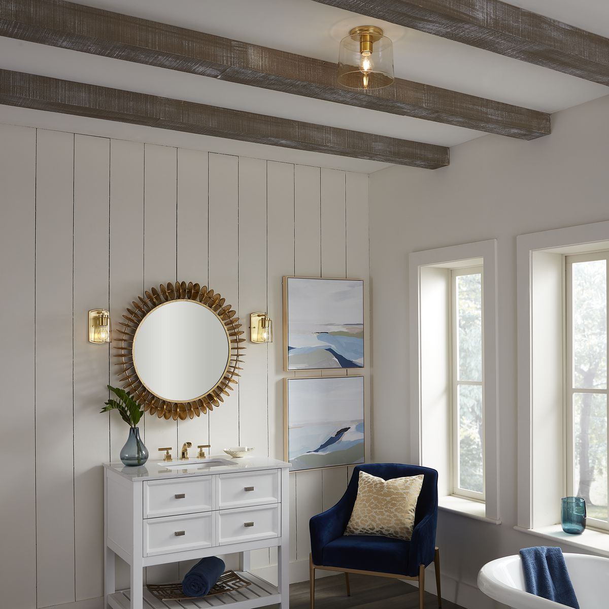 Progress Lighting, Adley Collection, 1-Light Flush Mount, Satin Brass, Clear Glass Shade