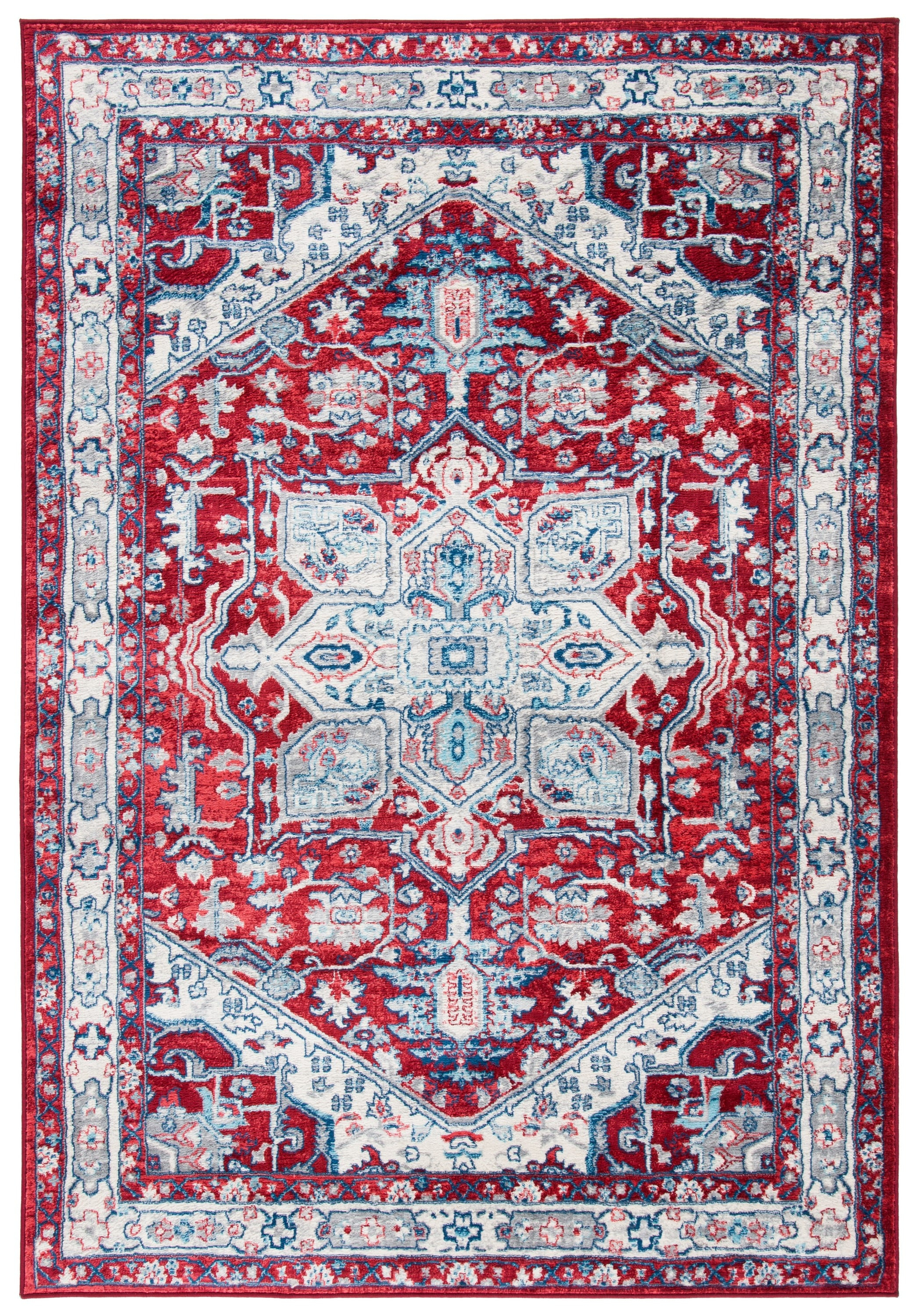 SAFAVIEH Brentwood Cedric Traditional Area Rug, 5'3" x 7'6", Red/Ivory