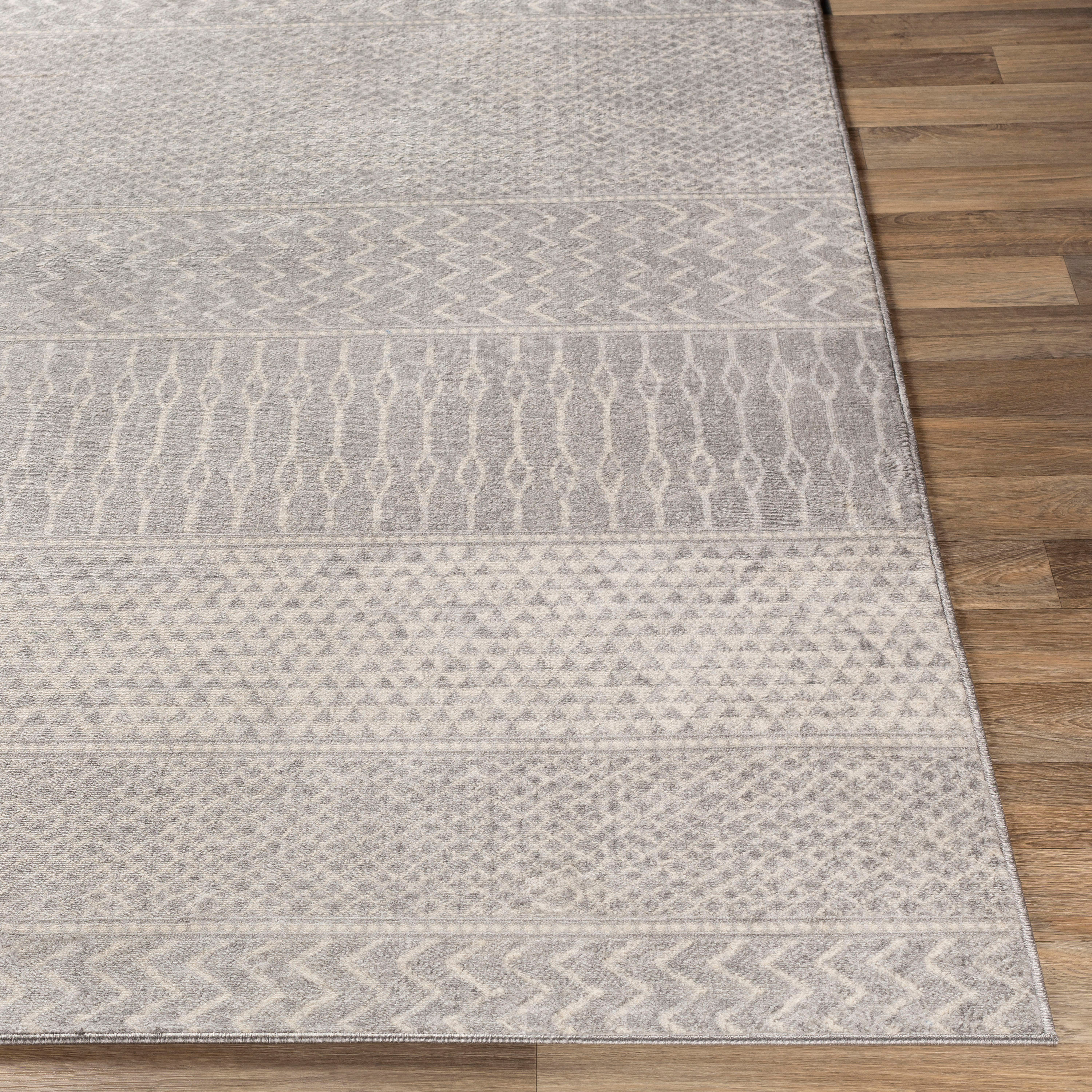 Monaco Medium Gray and Cream 6'7" Square Reversible Rug