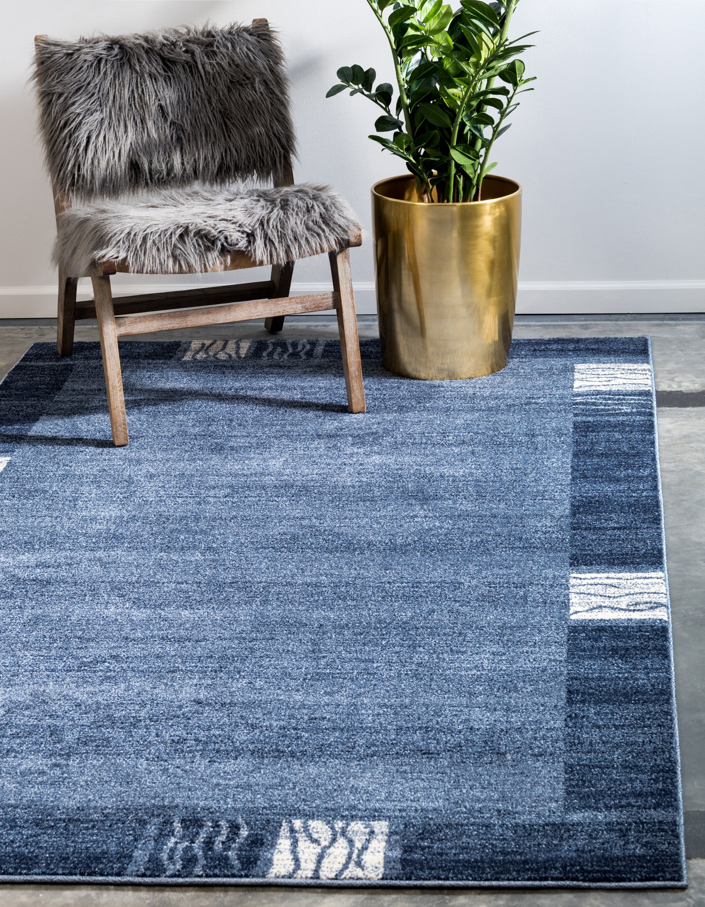 Unique Loom Del Mar Collection Area Rug - Sarah (5' 3" x 8' Rectangle, Light Blue/ Blue)