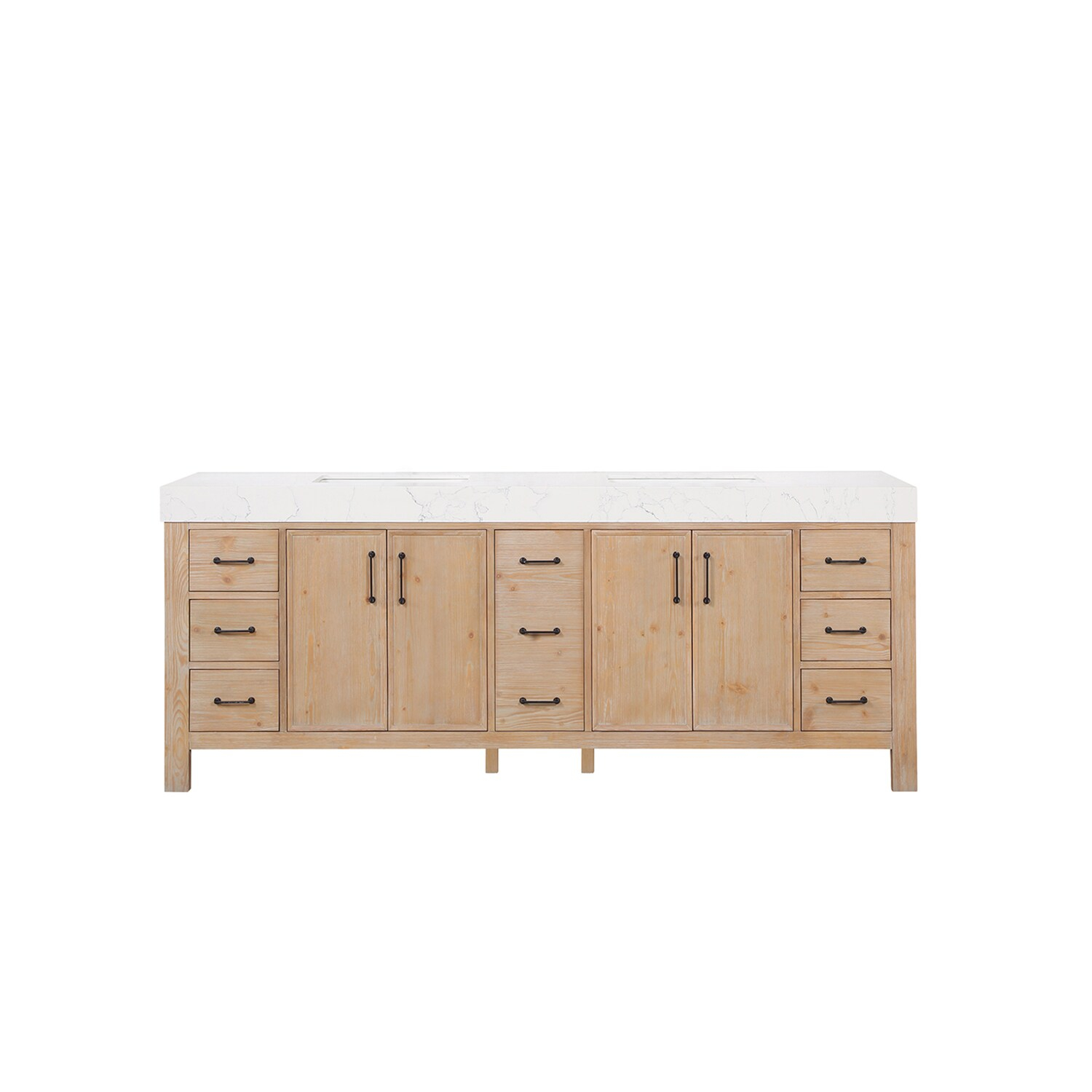 Vinnova Leon 84" Wood Double Vanity with Adjustable Drawer in Brown/White