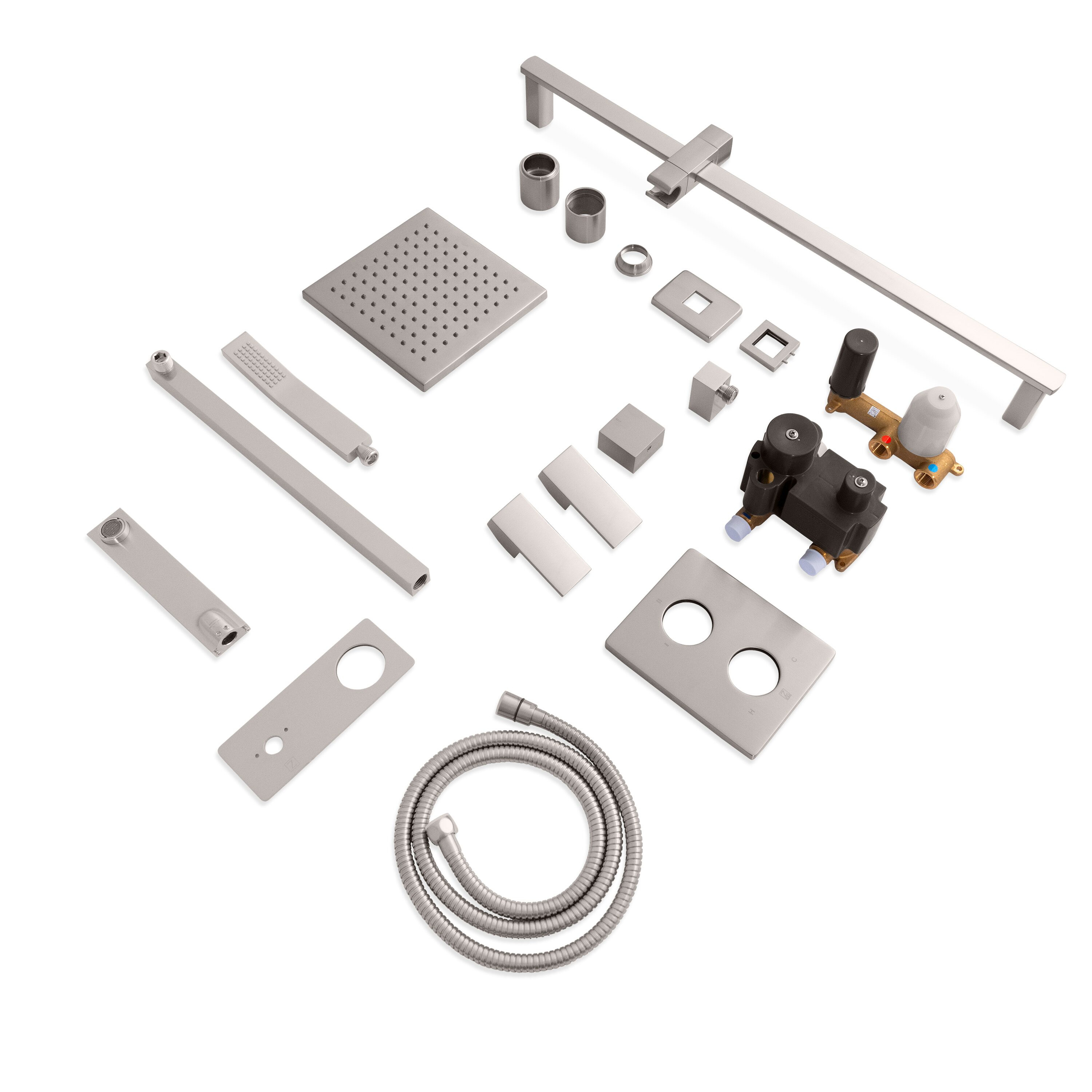 ZLINE KITCHEN & BATH RainSync Bliss Brushed nickel 1-handle Multi-function 7.5-Inches Square Shower Faucet with Valve