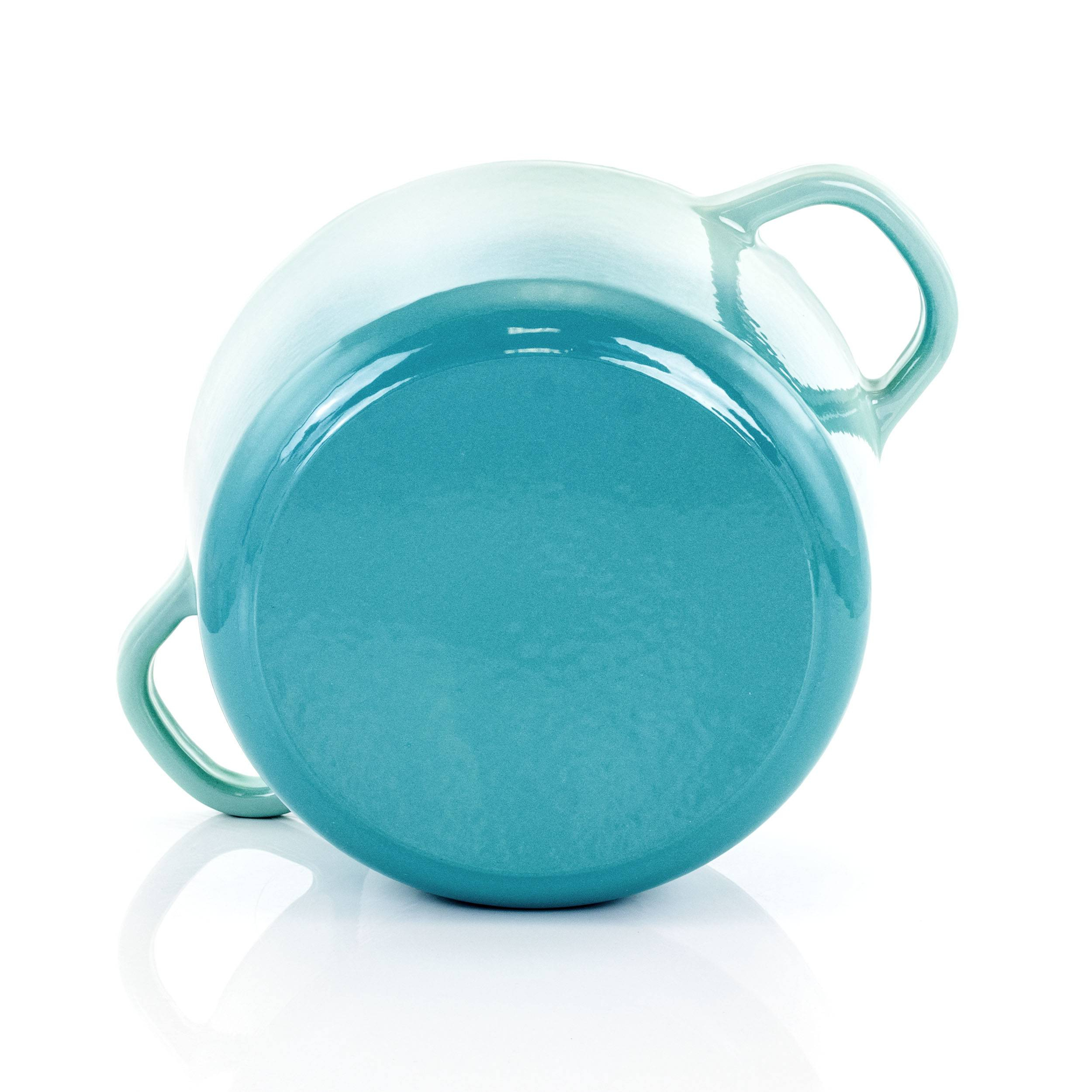 Crock-Pot 3 Quart Round Enamel Cast Iron Covered Dutch Oven Cooker, Aqua Blue
