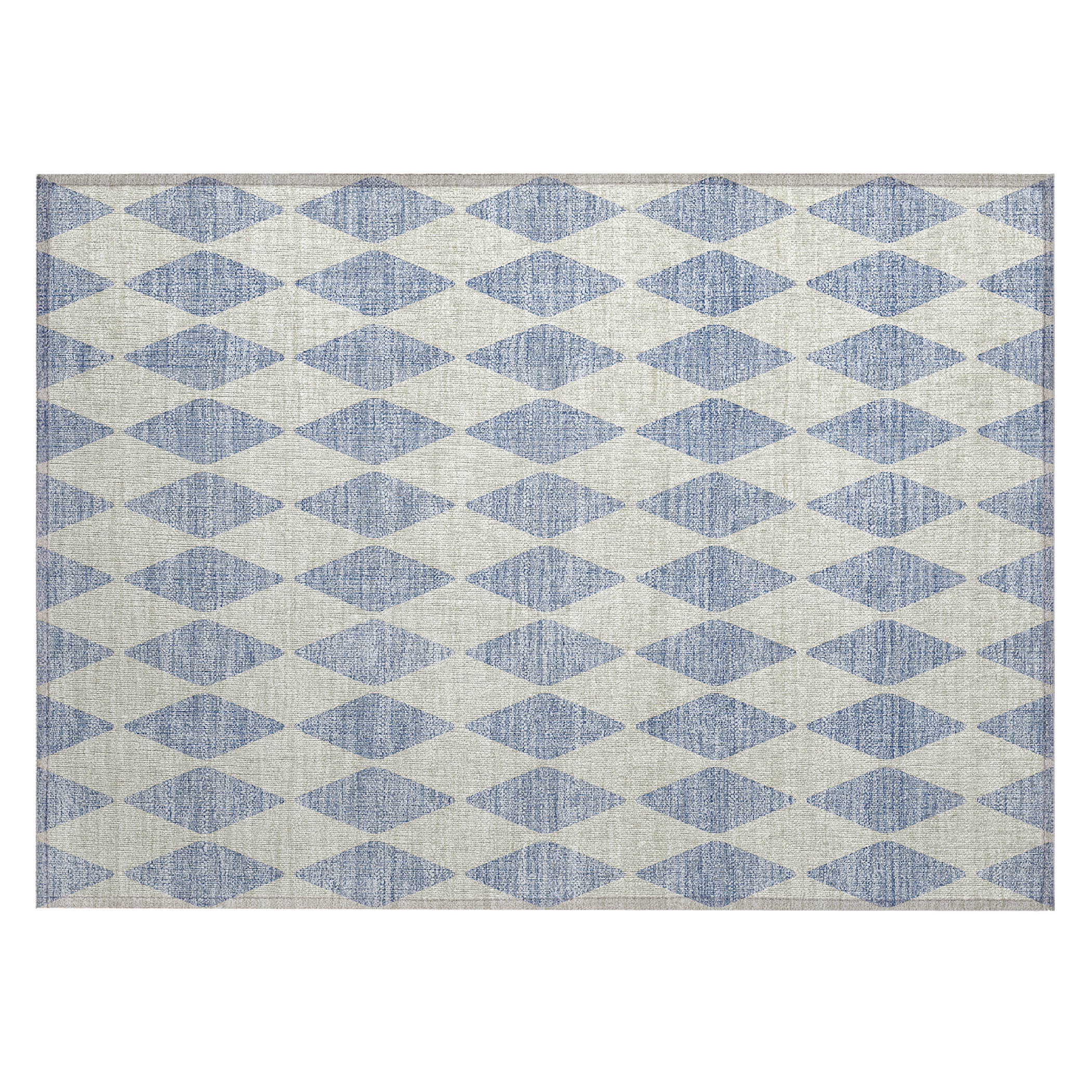 Sky Blue Diamond Pattern Washable Synthetic Rug 1'8"x2'6"