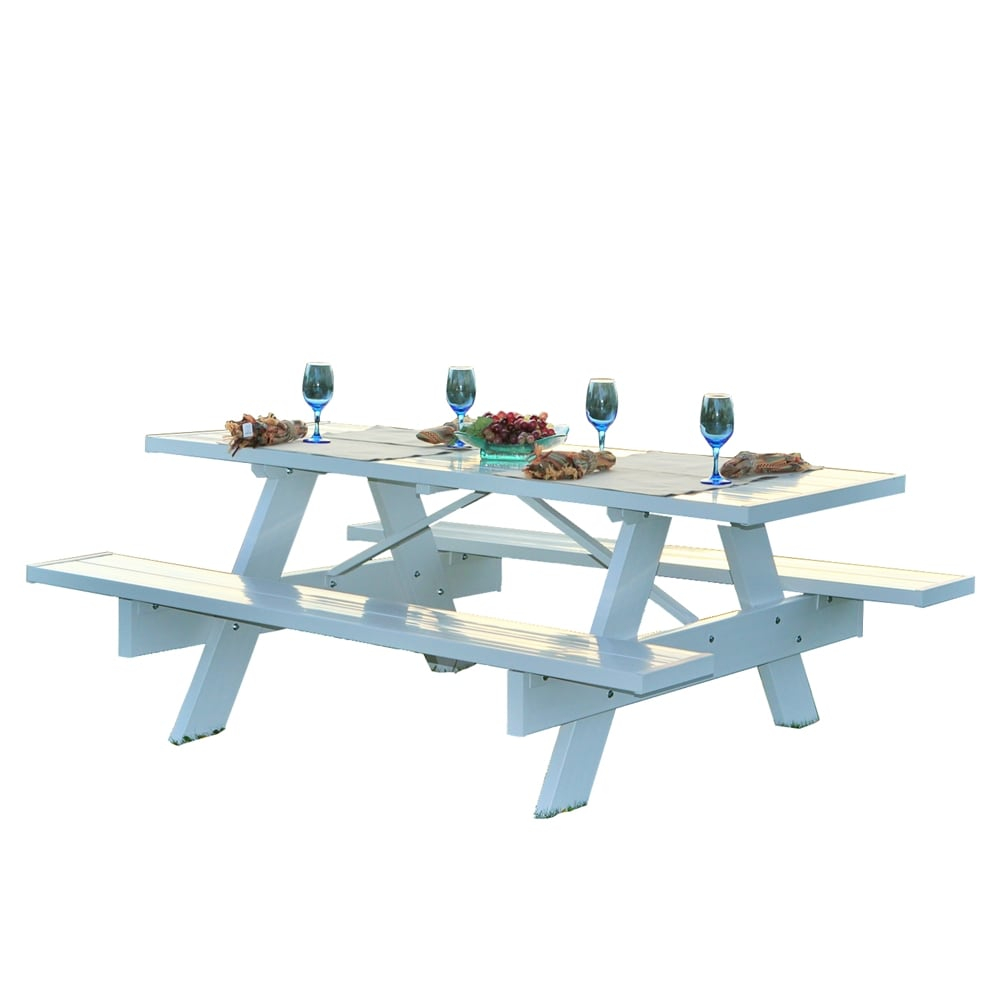 DuraTrel 6' Traditional White Vinyl Picnic Table