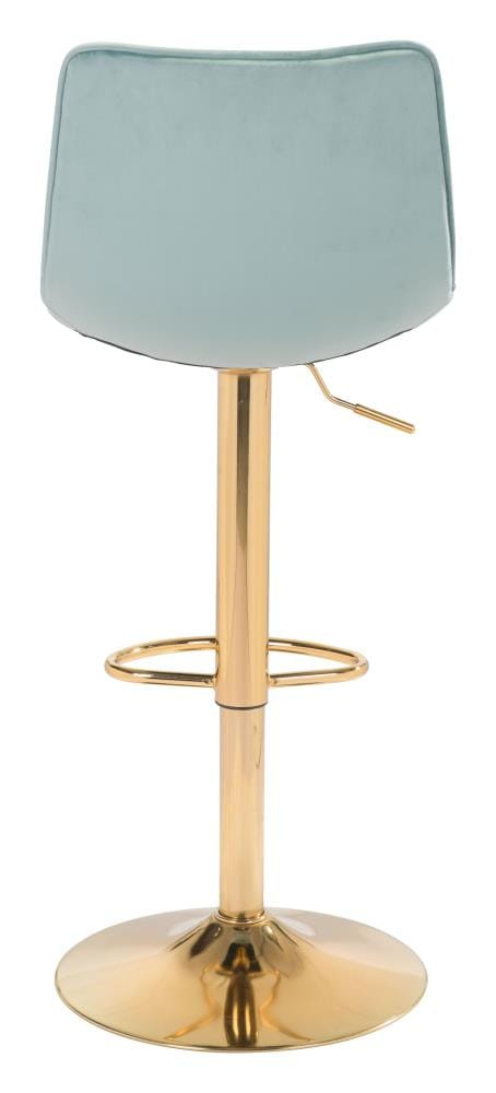 Contemporary Swivel Adjustable Bar Stool in Light Green & Gold