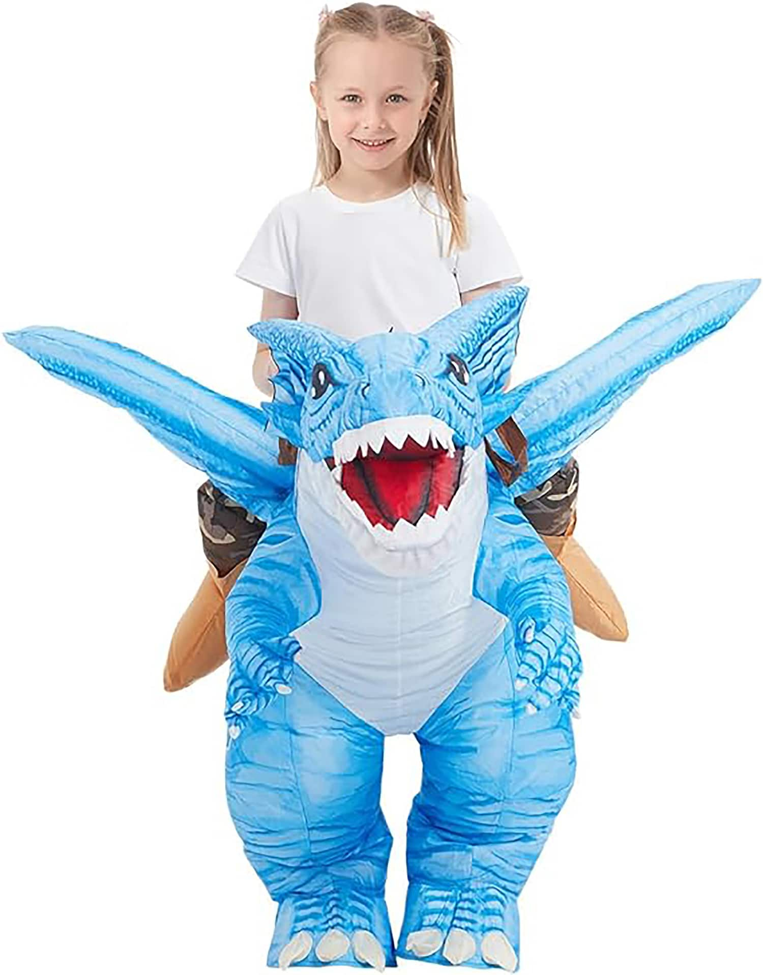 GOOSH 48 Inch Kids Inflatable Dinosaur Costume, Blow Up Dinosaur Costume Inflatable Dino Costume, Funny Halloween Costumes for Boys Girls Unisex Blow Up Costume for Halloween/Party/Cosplay