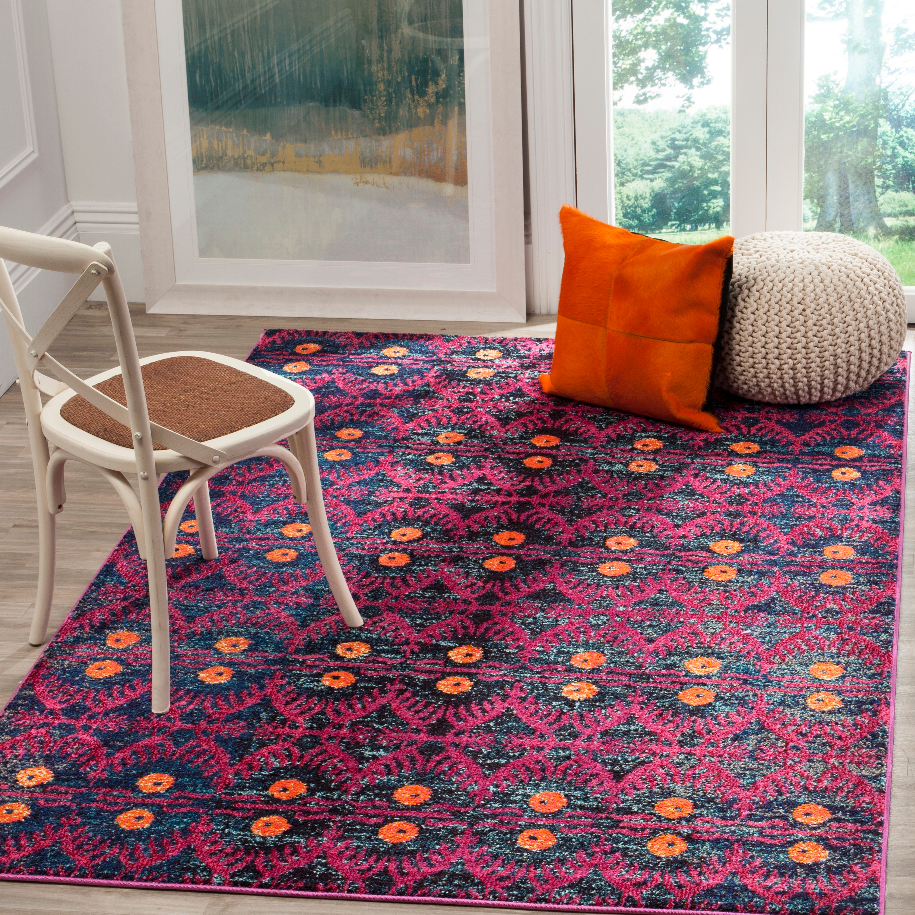 SAFAVIEH Monaco Flannery Geometric Area Rug, Pink/Multi, 3' x 5'