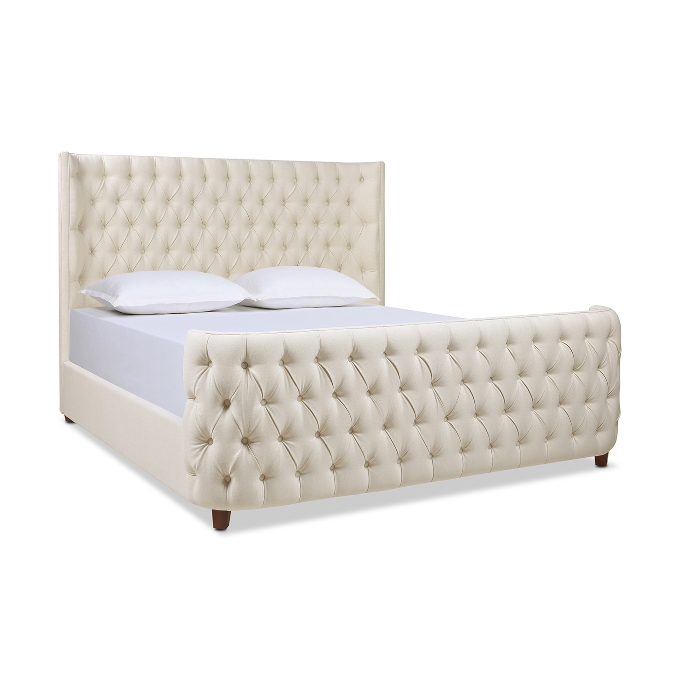 Jennifer Taylor Home Brooklyn Tufted Bed King Light Beige Linen