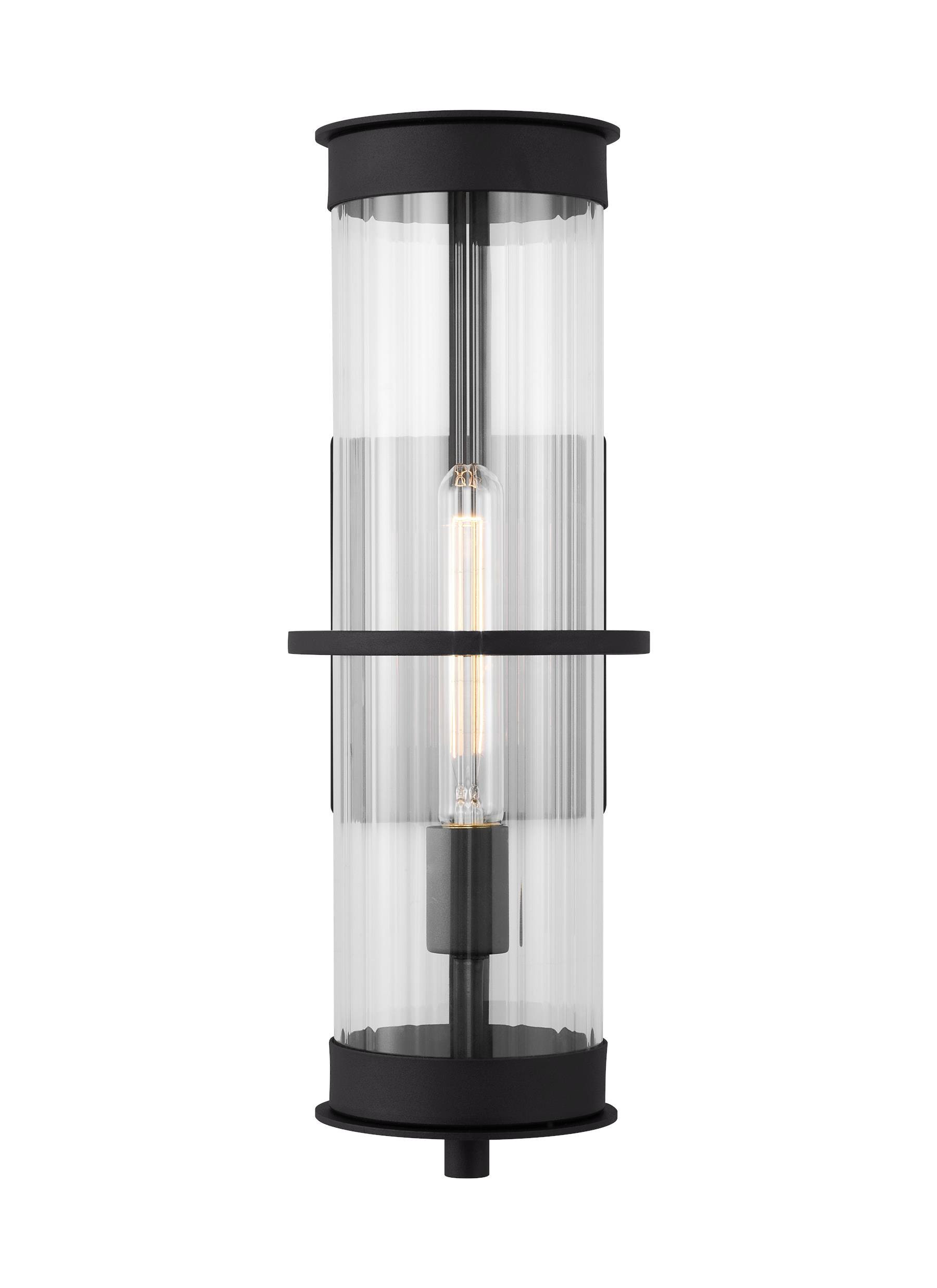 Alcona Black Bronze Outdoor Wall Lantern with Clear Fluted Glass