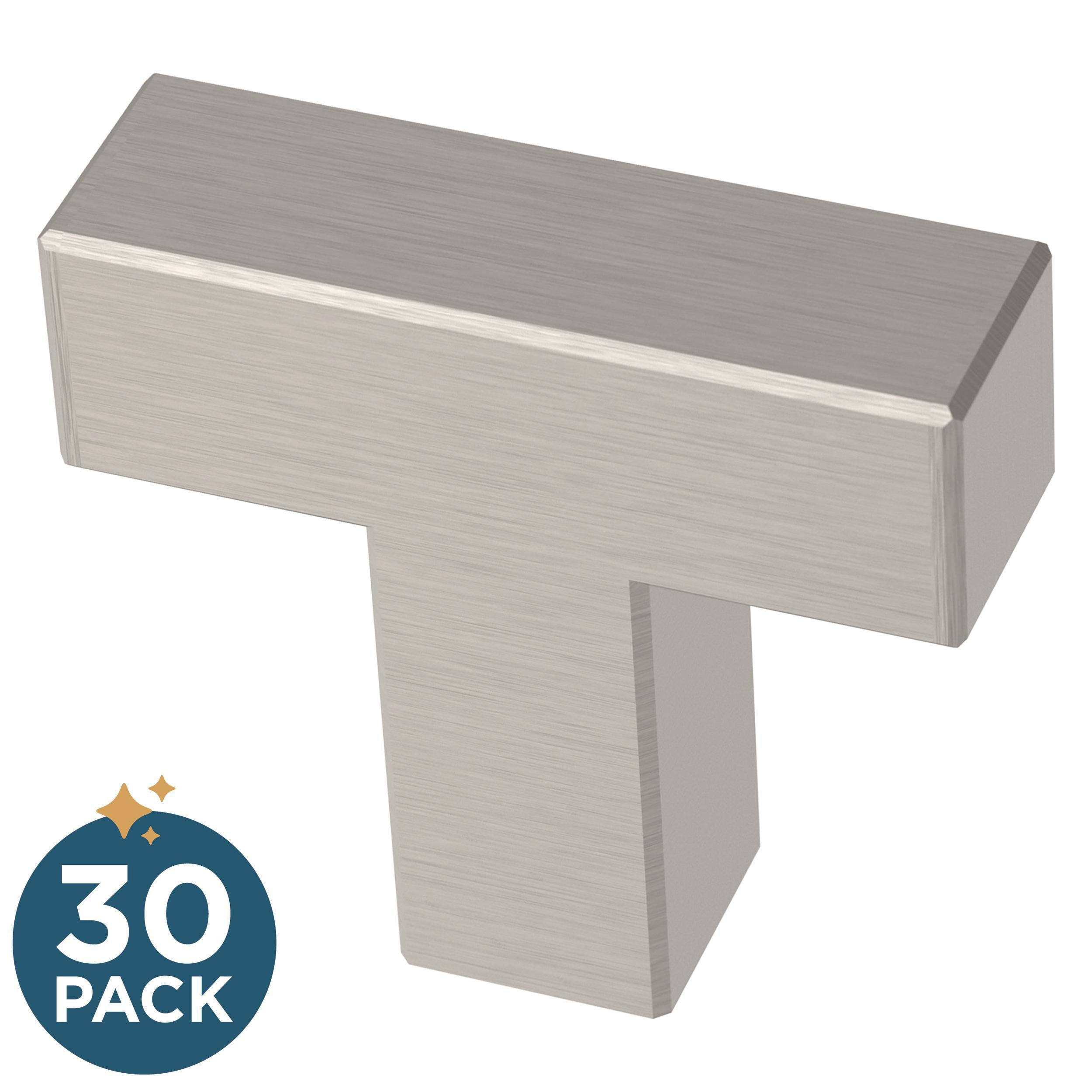 Franklin Brass Simple Modern Square (10-Pack) Cabinet Knobs | Stainless Steel Handles for Dresser Furniture Drawers/Kitchen/Door/Bathroom | 1-1/4" P46678K-SS-B