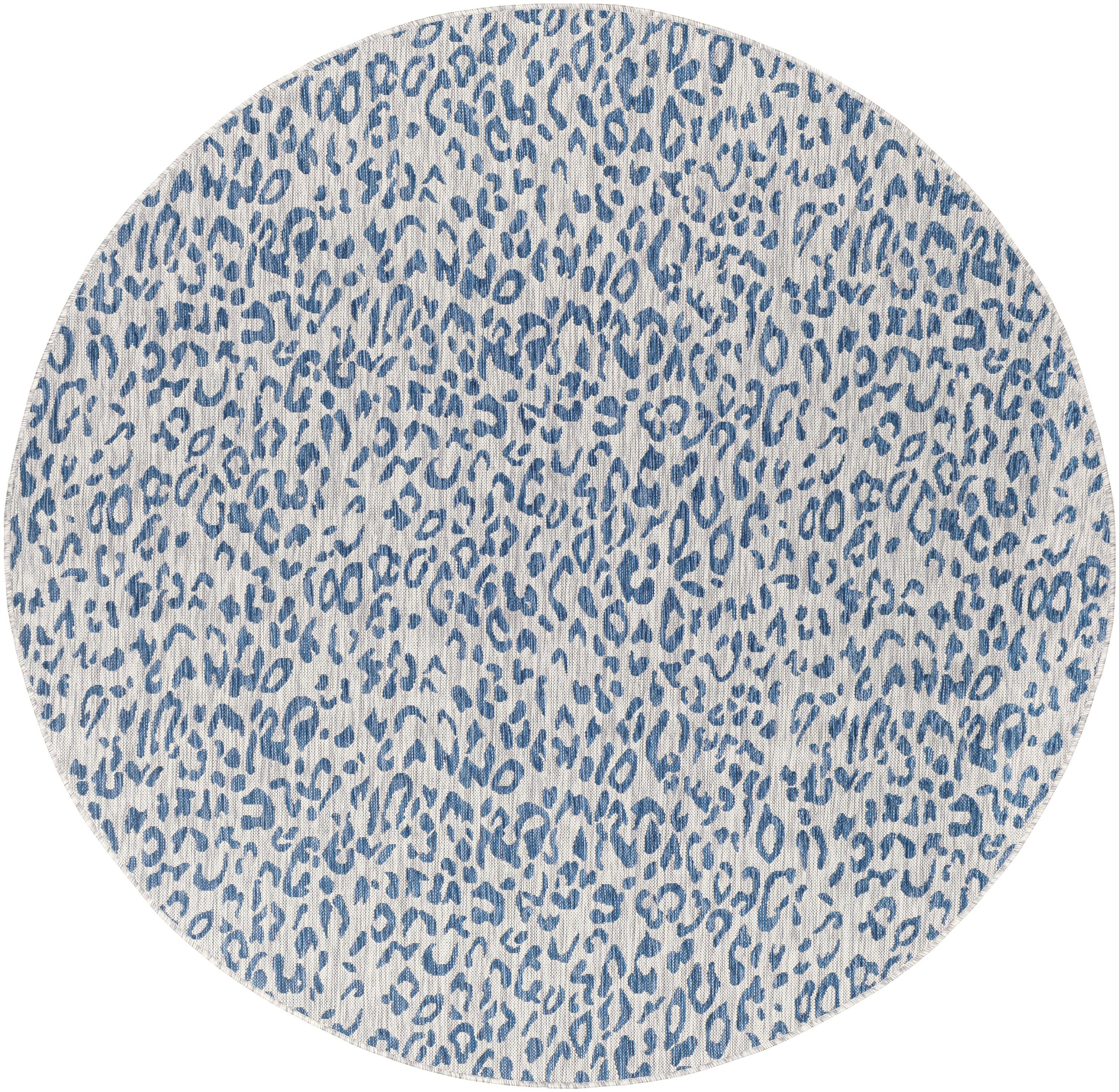 Alem Washable Navy Blue Round Synthetic Area Rug