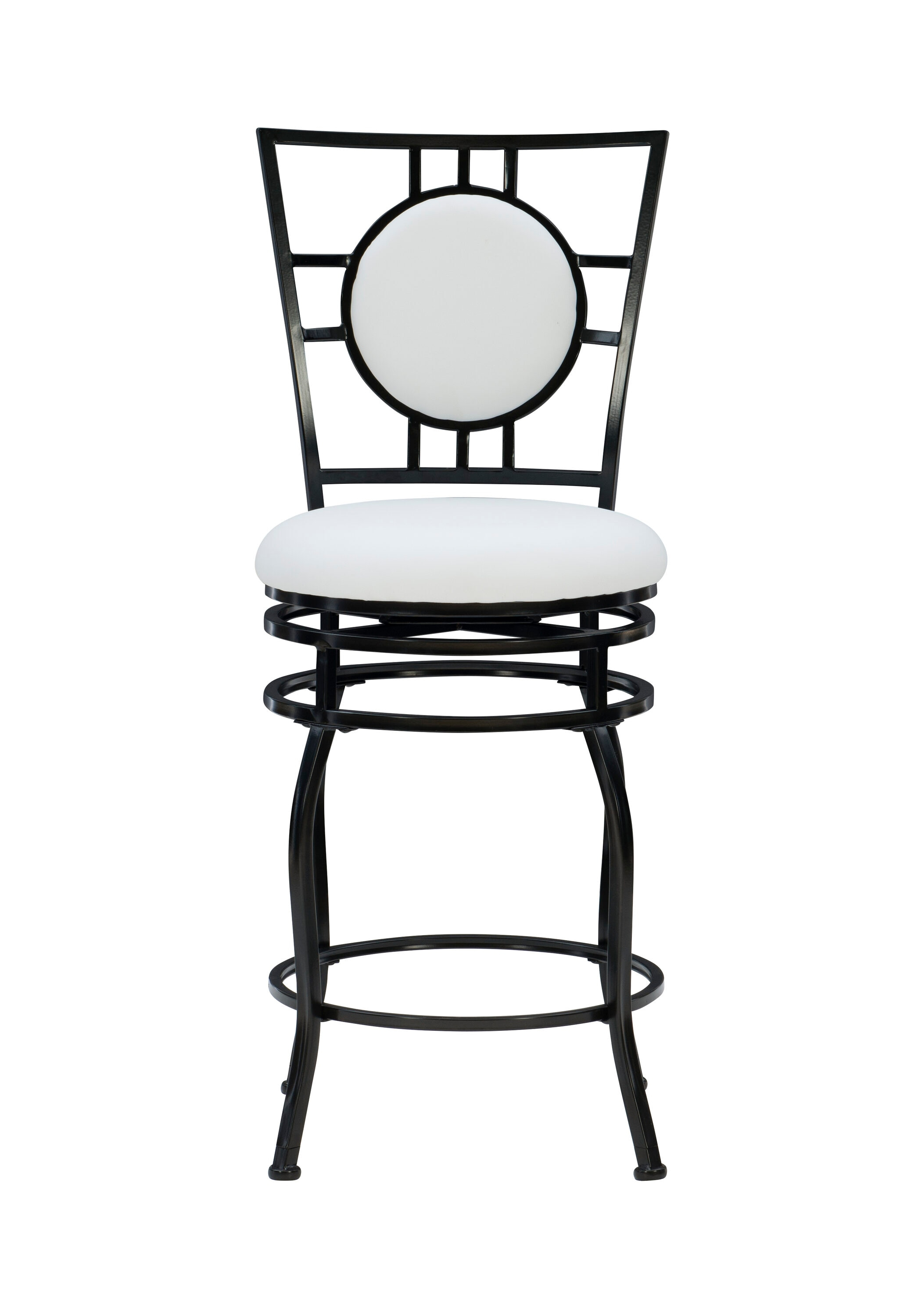 Linon Townsend Steel 24"-30" Adjustable Leg Armless Upholstered Stool in Black
