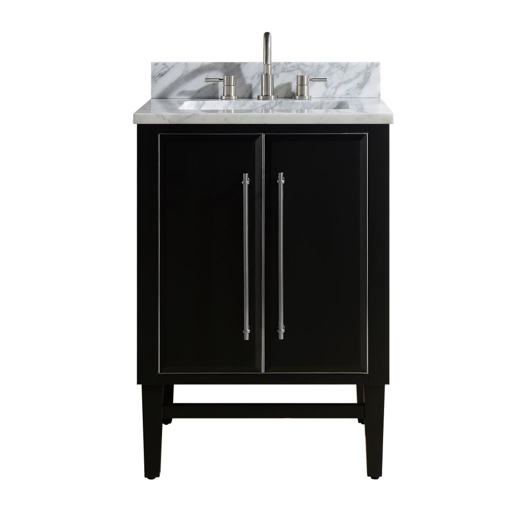 Mason 25" Black Solid Wood Vanity with Carrara Marble Top