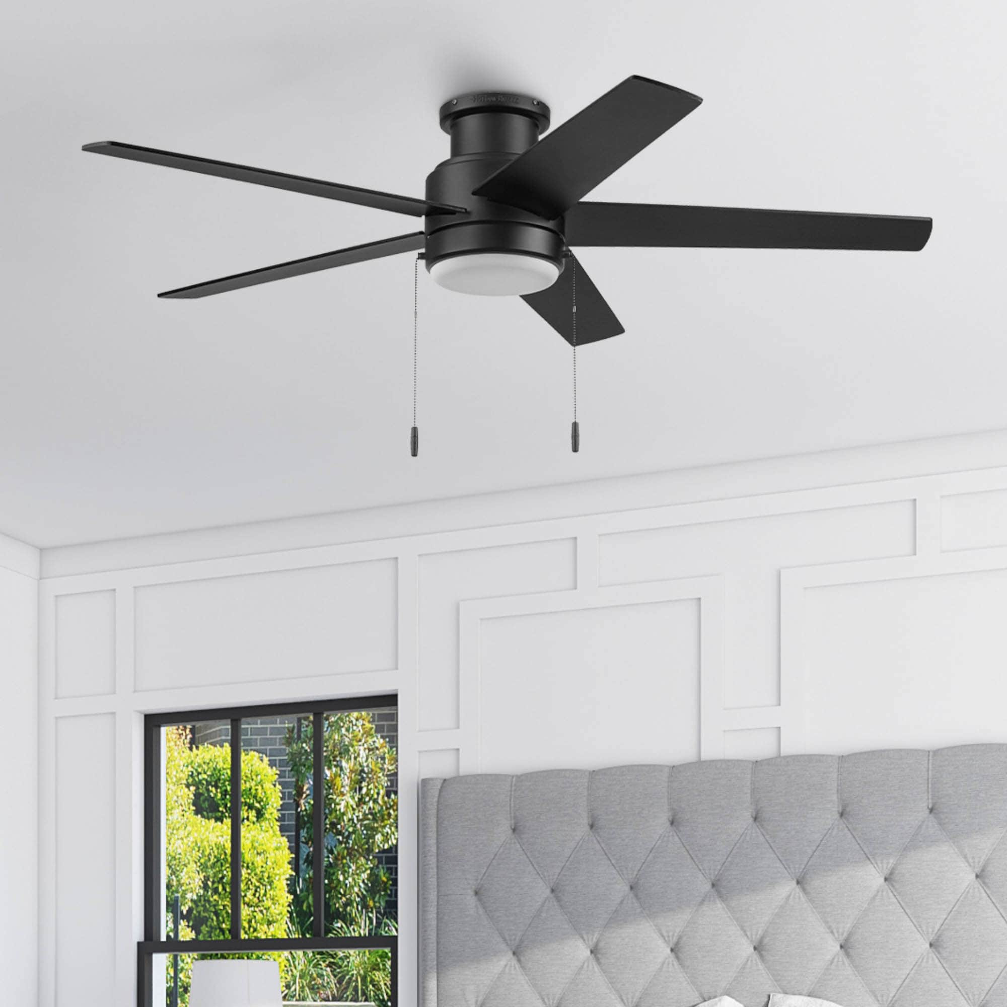 Harbor Breeze Fairbanks 52-Inches Matte Black with Black/Sable Blades Color-Changing Indoor/Outdoor Flush mount Standard Ceiling Fan With Light ( 5 -Blade)