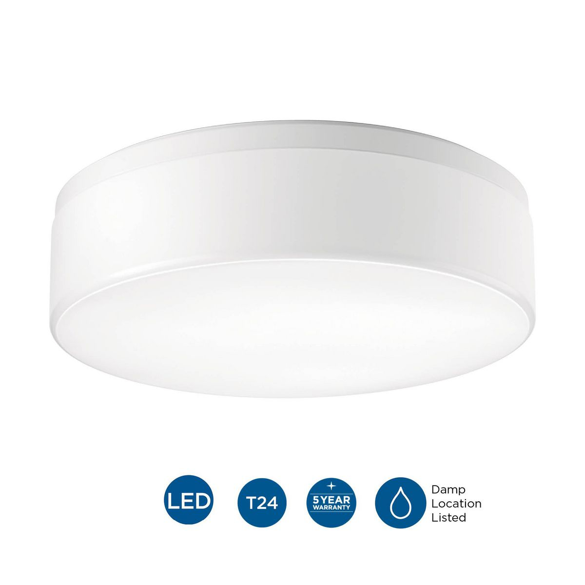 Progress Lighting Maier 1-Light LED Flush Mount, Brushed Nickel, Etched White Opal Acrylic, ENERGY STAR, Title 24