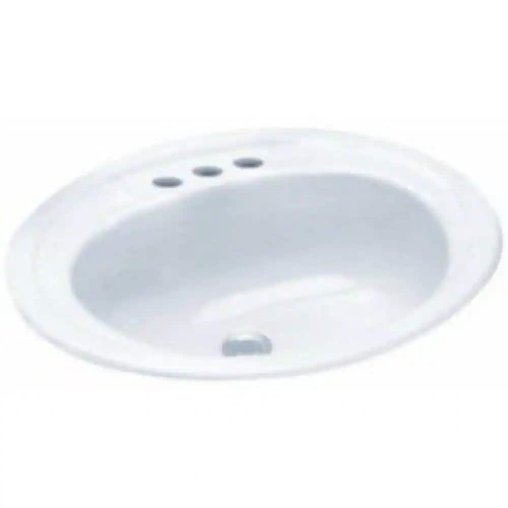 Proflo PF20174WH Proflo 17'' Vitreous China Oval Bathroom Sink with Overflow
