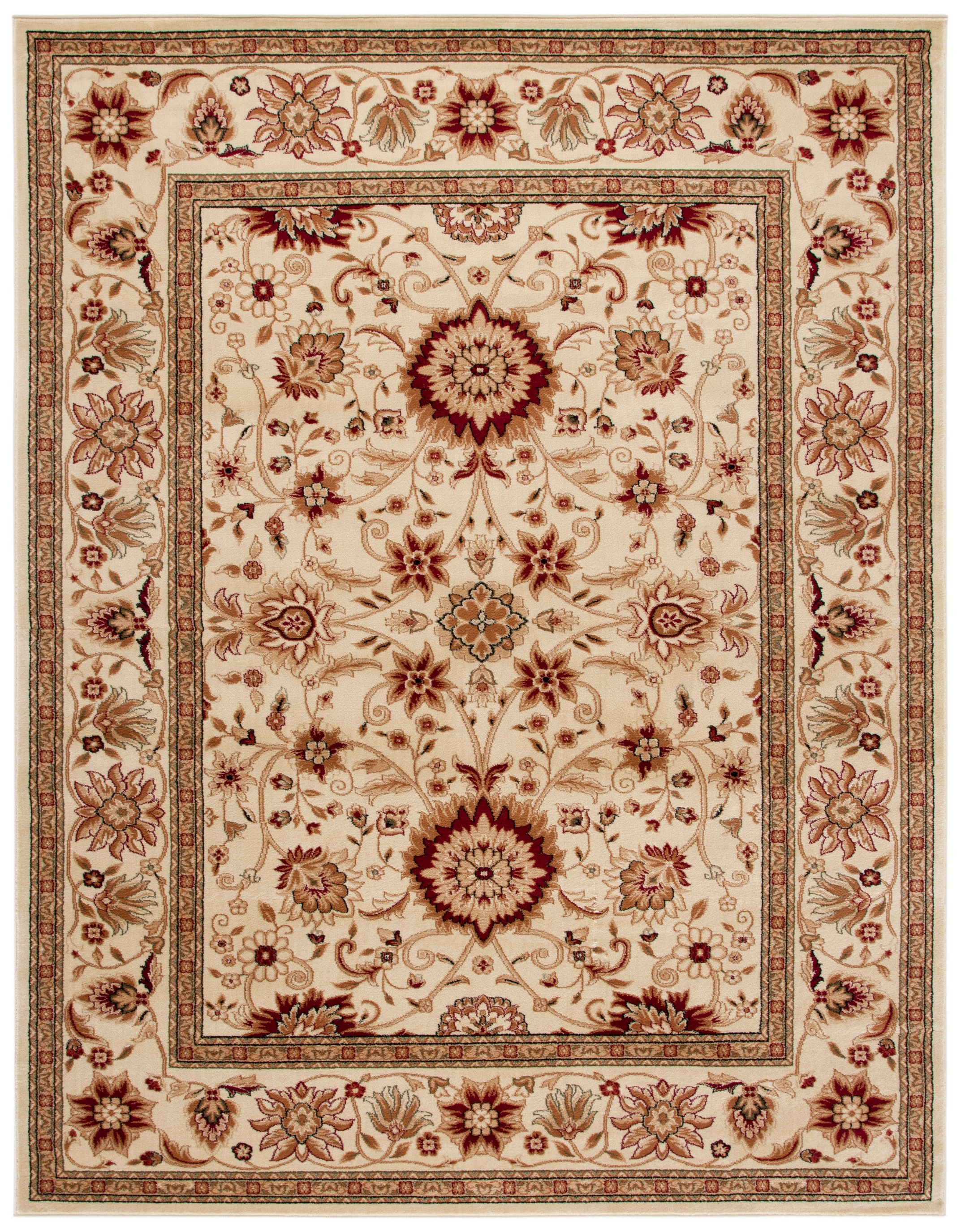 SAFAVIEH Lyndhurst Victoria Traditional Floral Area Rug, Ivory, 9' x 12'