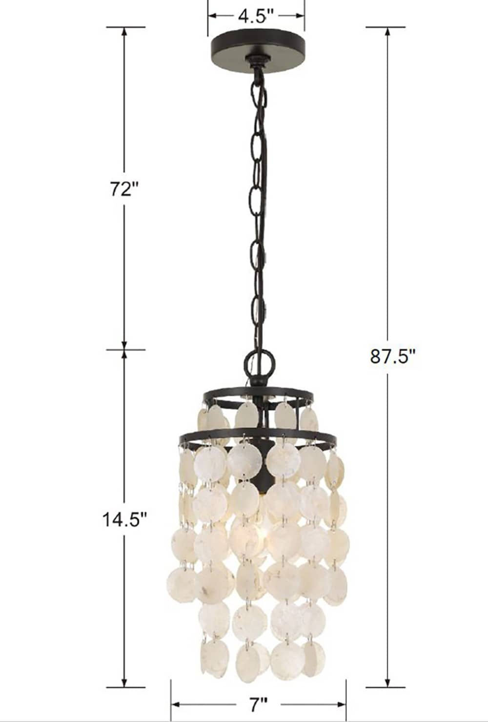 Elegant Dark Bronze Mini Chandelier with Capiz Shell Accents