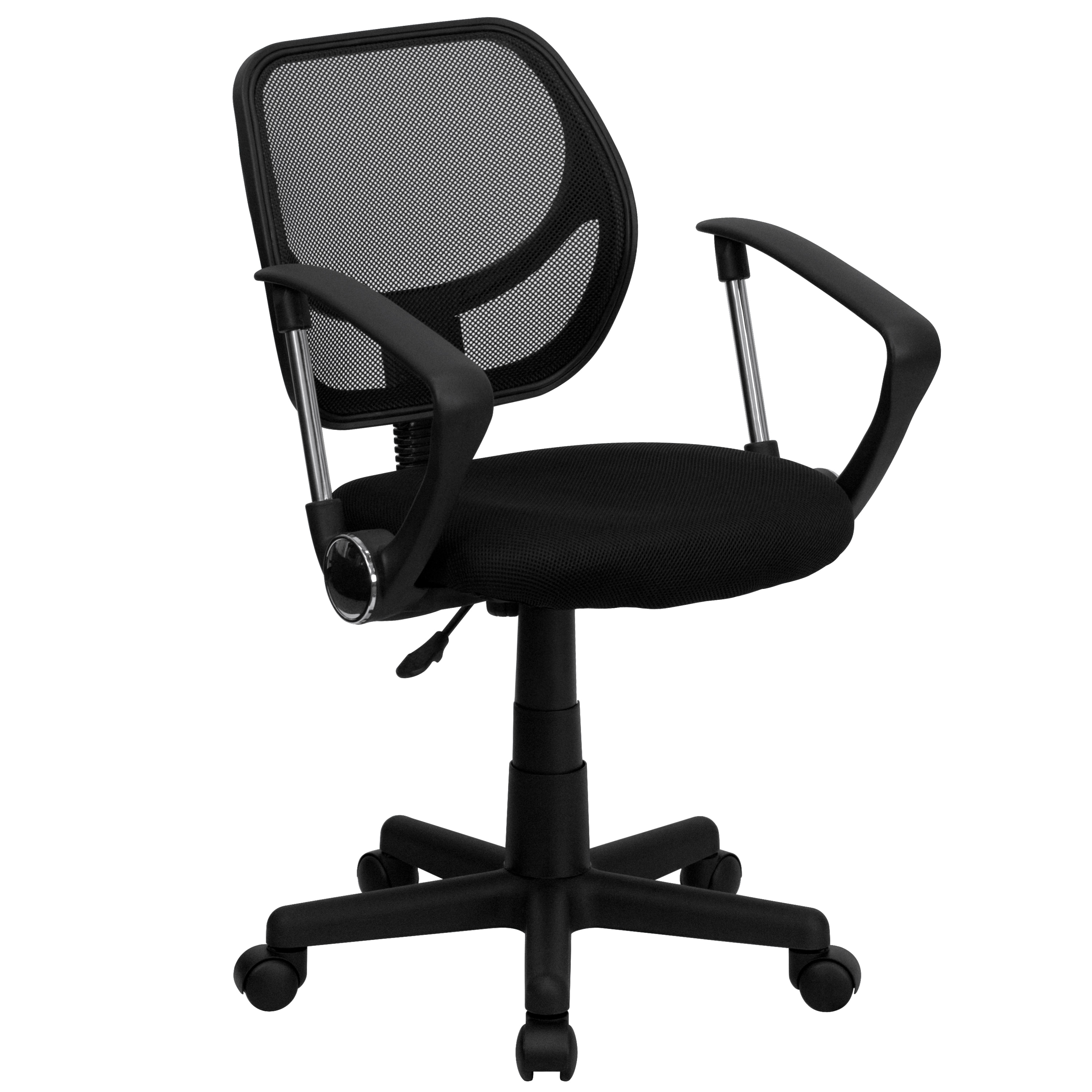 Flash Furniture Low Back Black Mesh Swivel Task Office Chair with Curved Square Back and Arms
