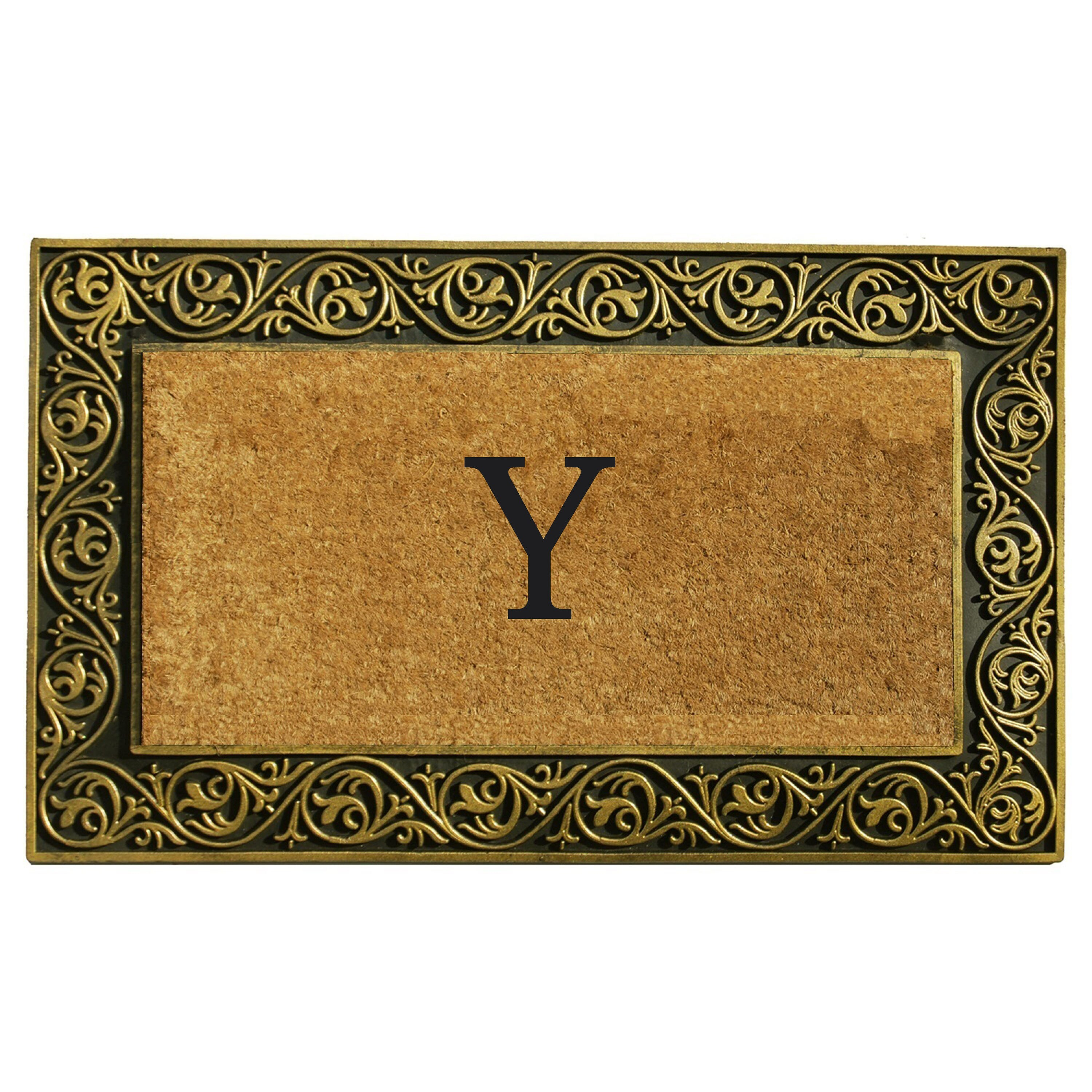 Calloway Mills Prestige Gold Monogram Outdoor Doormat 18" x 30" (Letter Y)