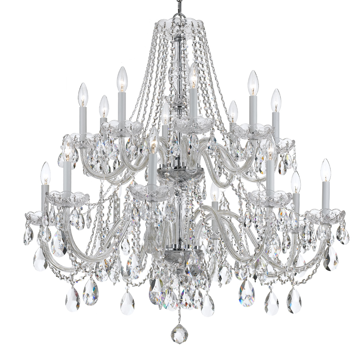 Crystorama Traditional Crystal 37"W Polished Chrome 16-Light Chandelier
