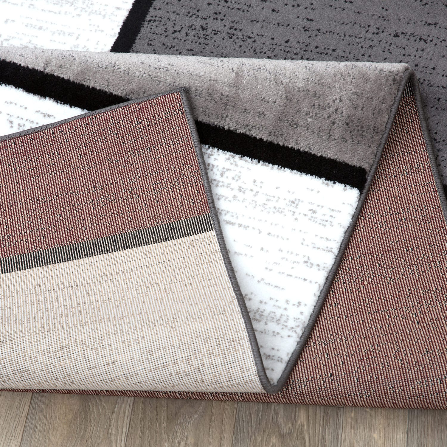 Rugshop Contemporary Modern Boxes Area Rug 5' 3" X 7' 3" Red