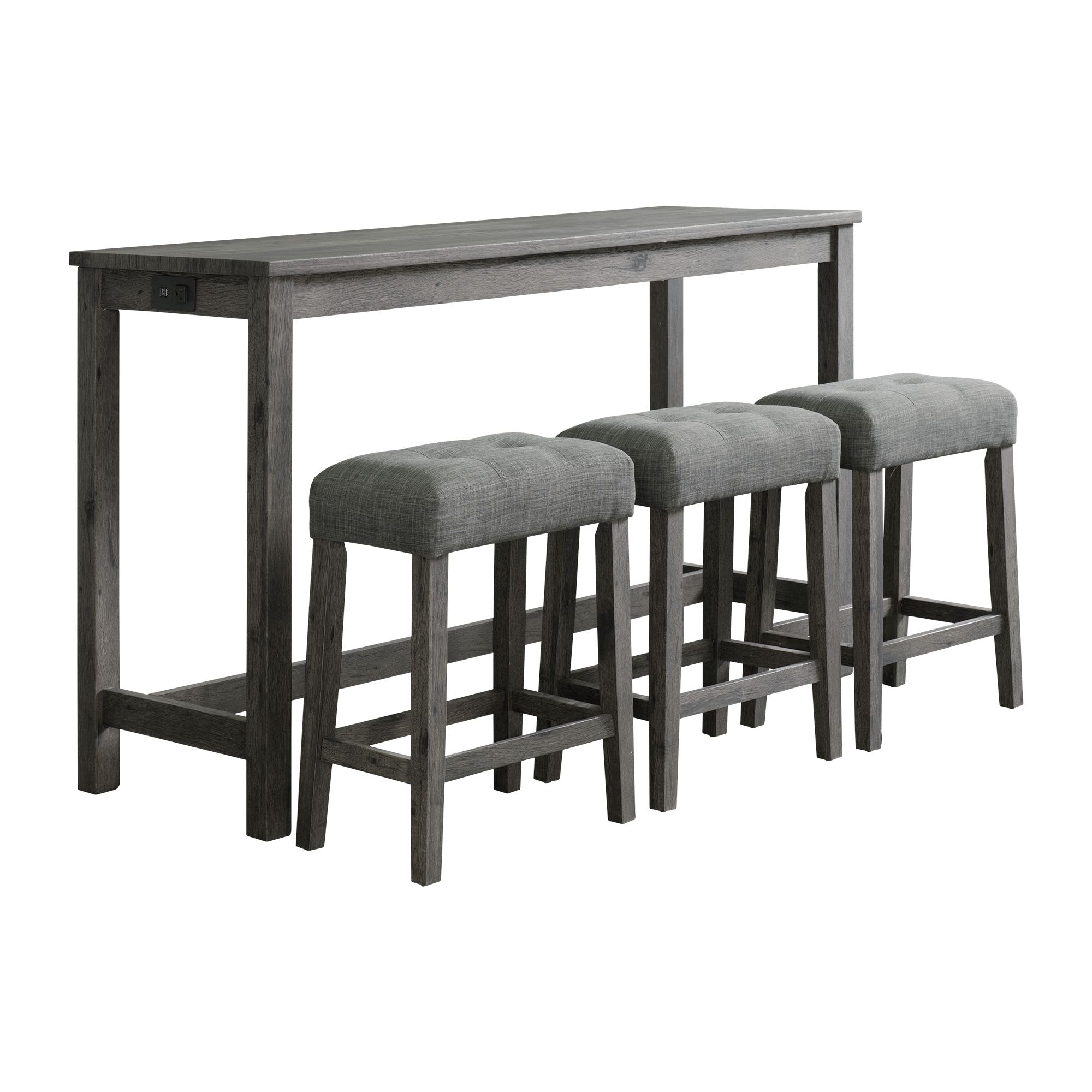 Picket House Furnishing Transitional Wood Multipurpose Bar Table Set in Charcoal