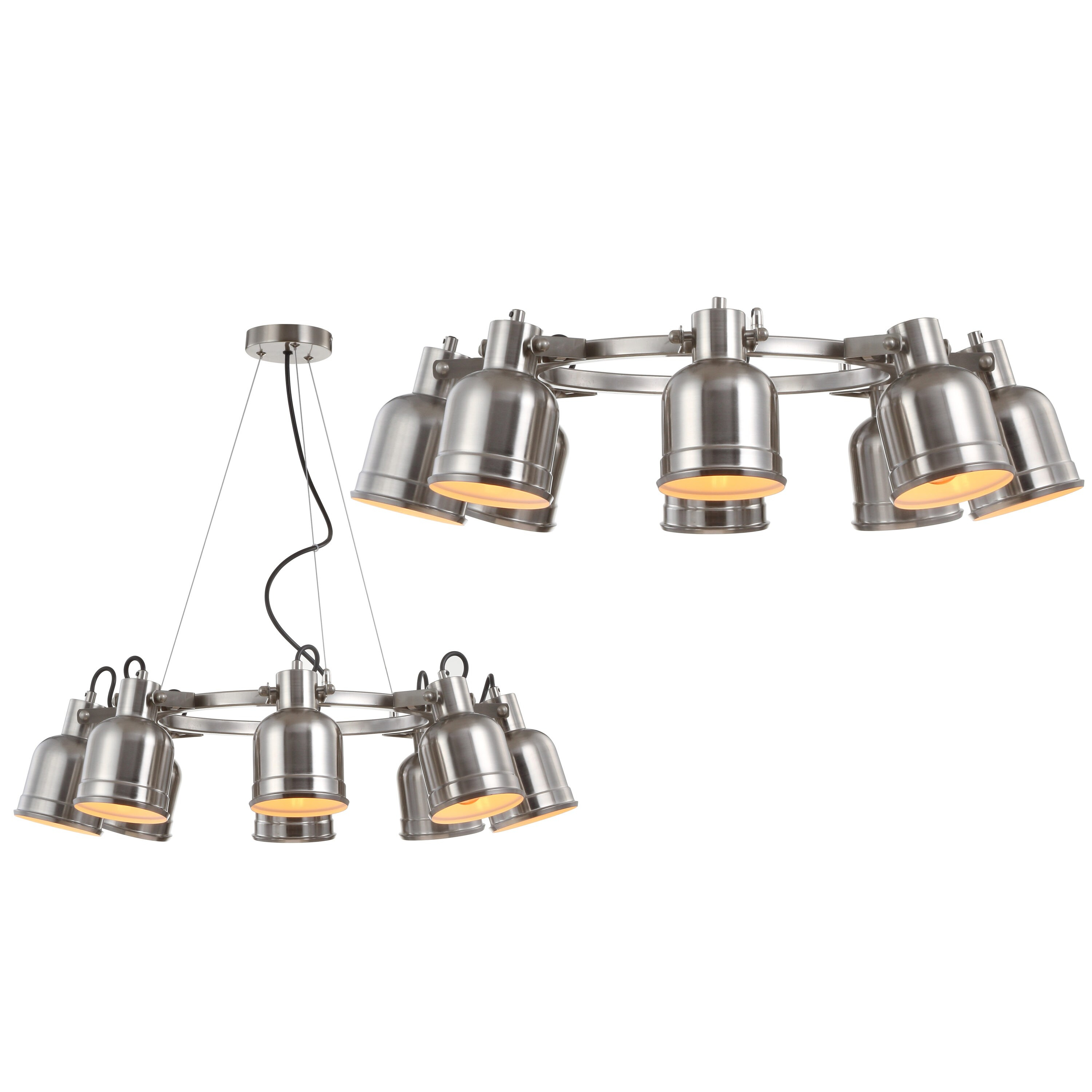 JONATHAN Y JYL6115A Liam 26.5" 8-Light Metal LED Chandelier Chandelier, Contemporary, Transitional for living room, dinning room, bedroom, office Bulb Included, Nickel