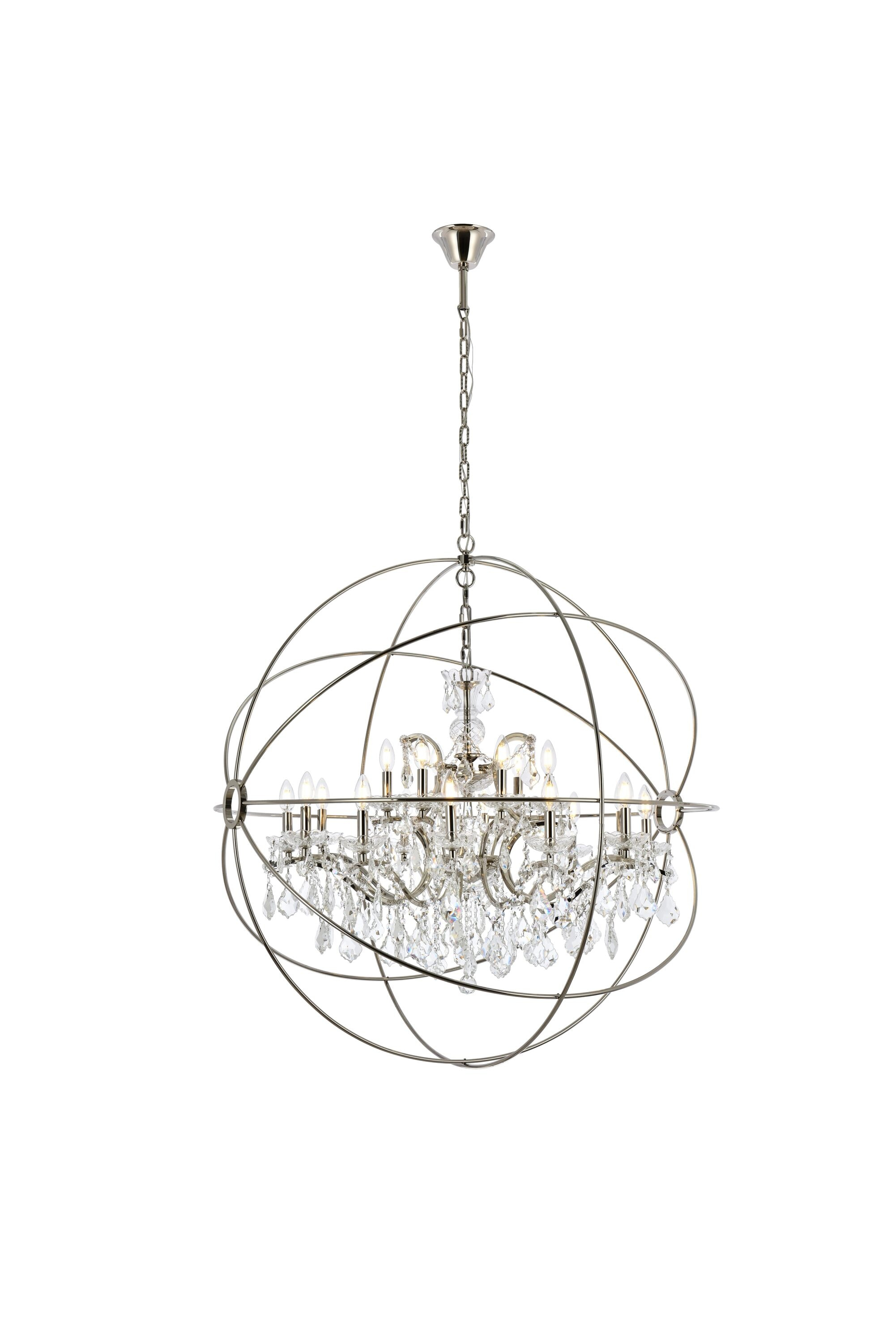 Transitional Geneva 6-Light Polished Nickel & Silver Shade Crystal Chandelier